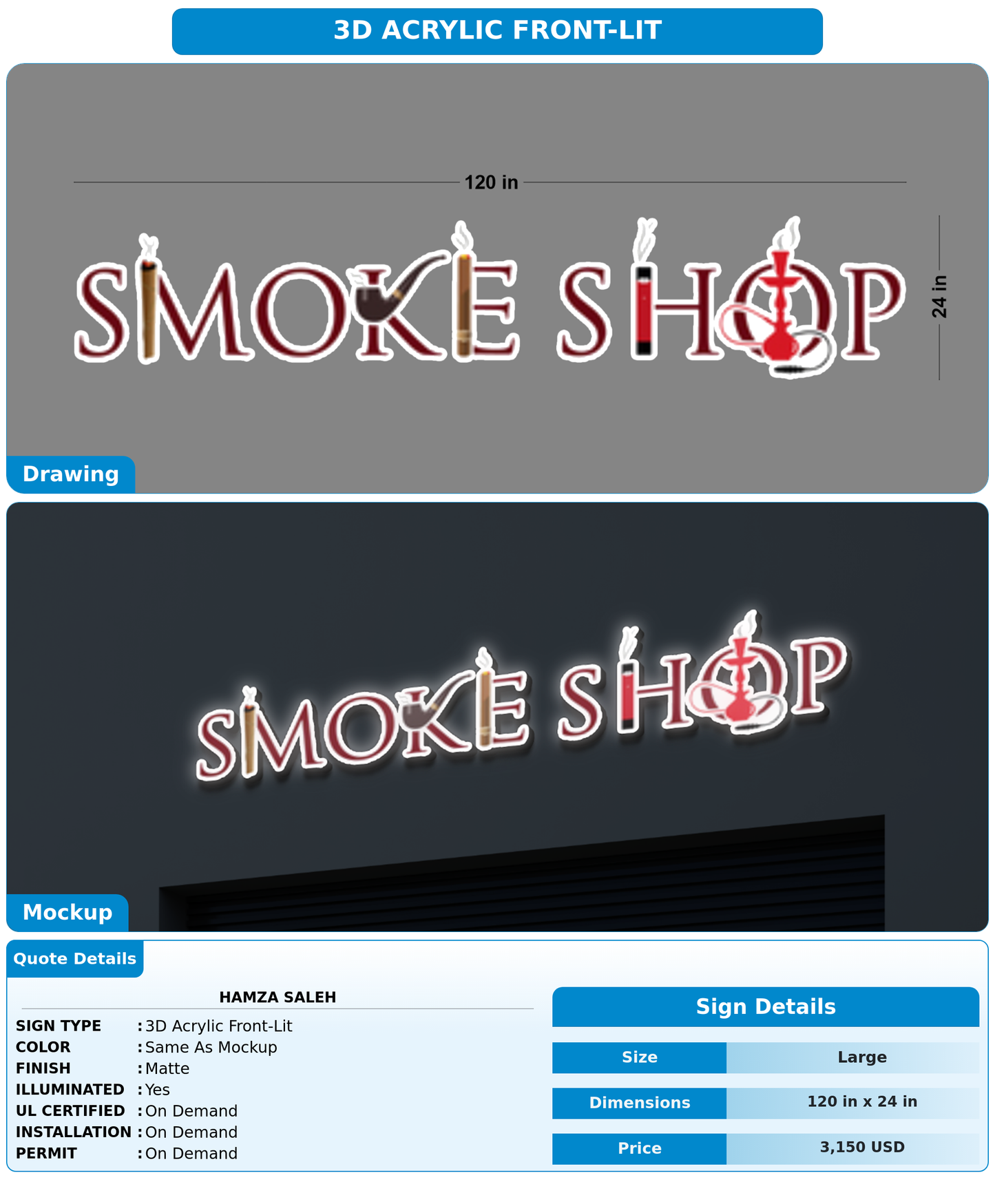 CUSTOM MOCKUP SIGN FOR Hamza saleh