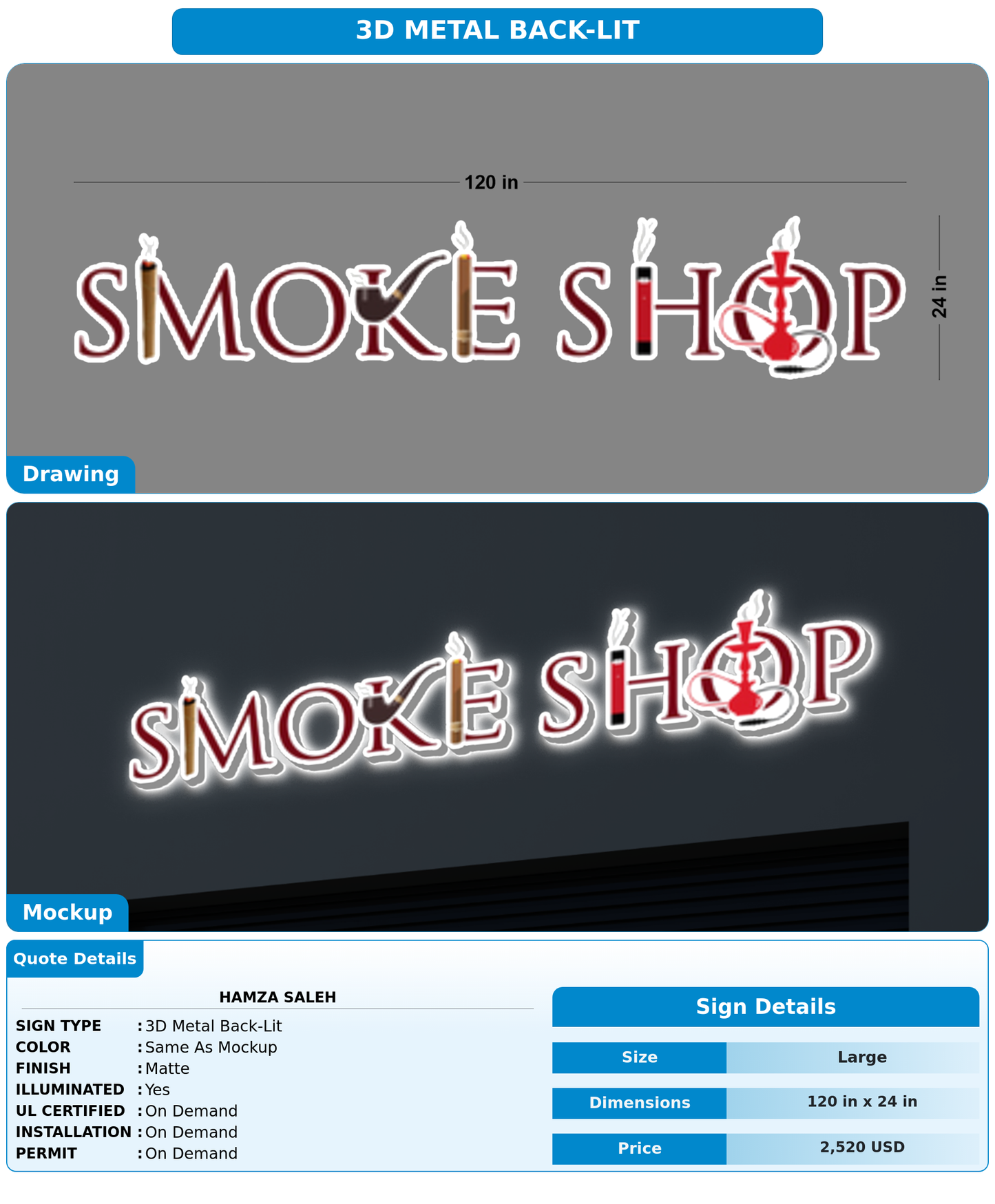 CUSTOM MOCKUP SIGN FOR Hamza saleh