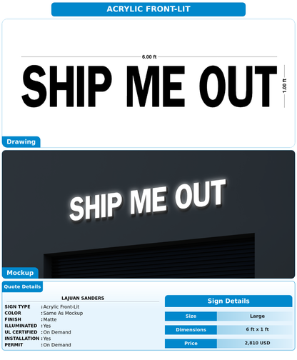 50% Payment for CUSTOM MOCKUP SIGN FOR LaJuan Sanders
