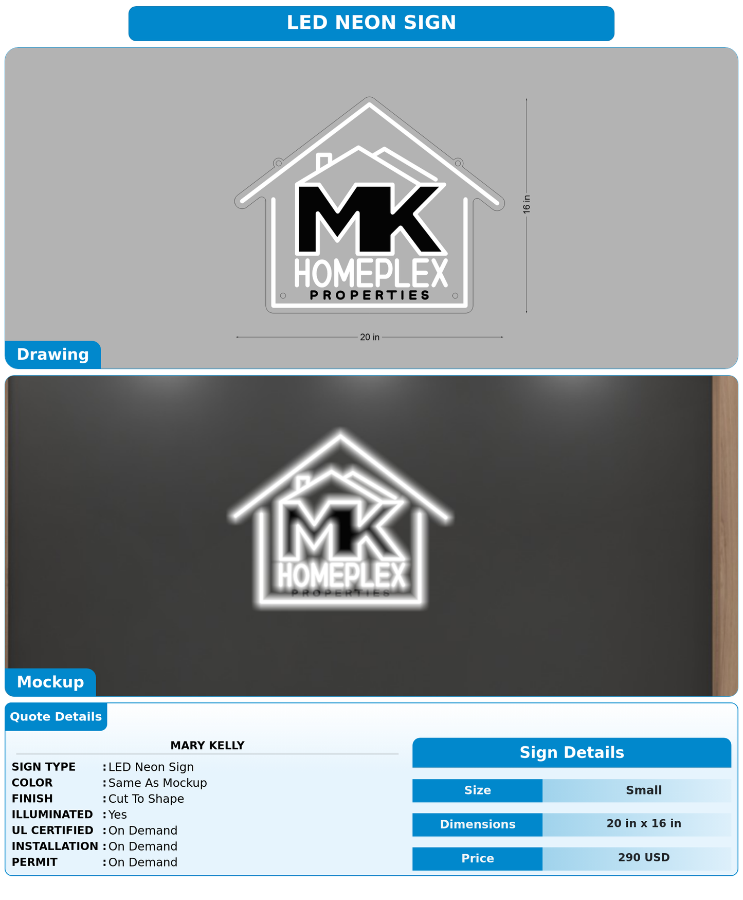 CUSTOM MOCKUP SIGN FOR Mary kelly