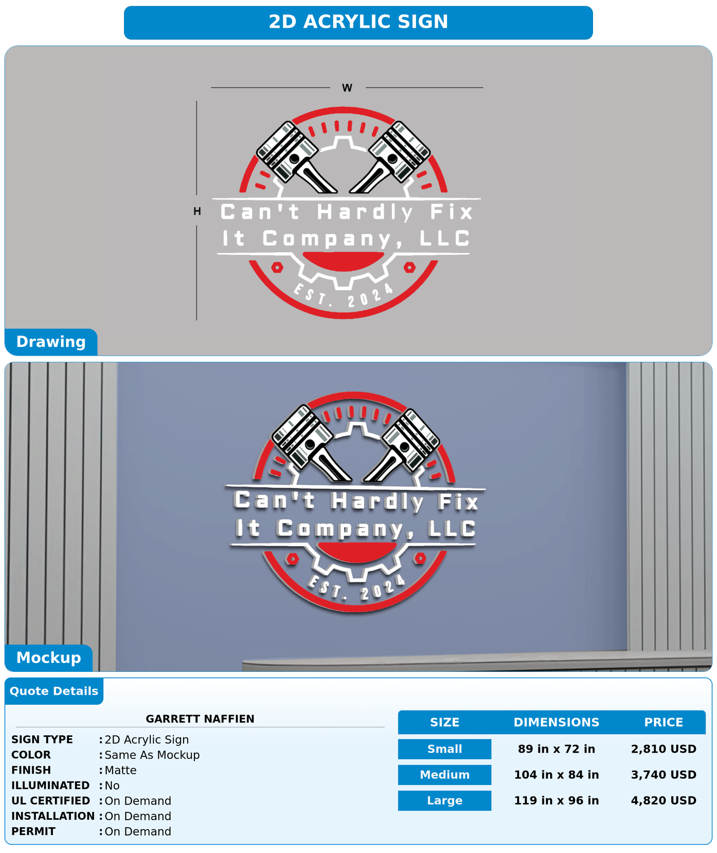 CUSTOM MOCKUP SIGN FOR Garrett Naffien