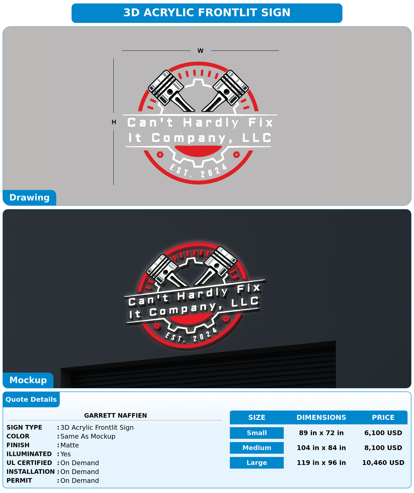 CUSTOM MOCKUP SIGN FOR Garrett Naffien