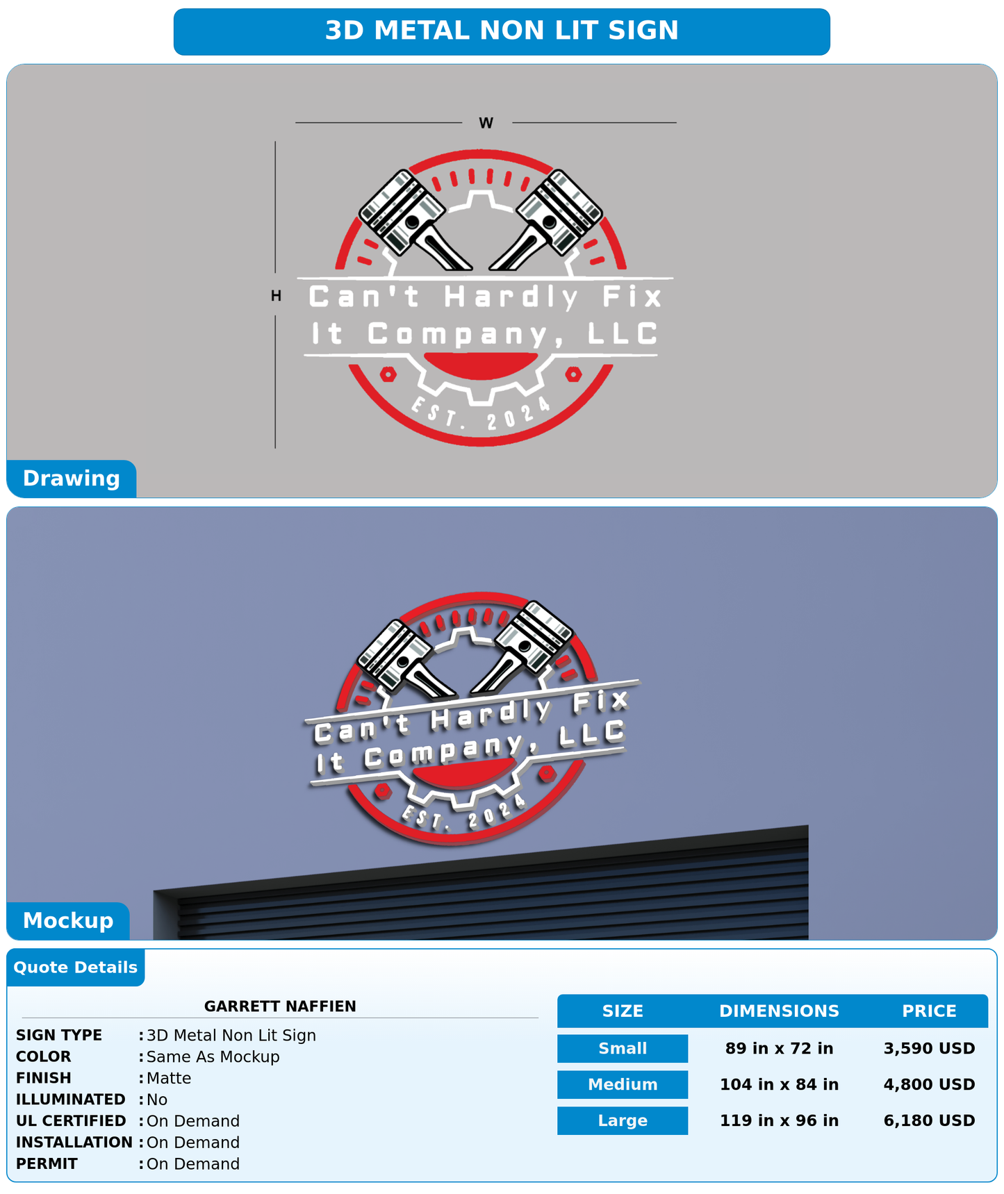 CUSTOM MOCKUP SIGN FOR Garrett Naffien