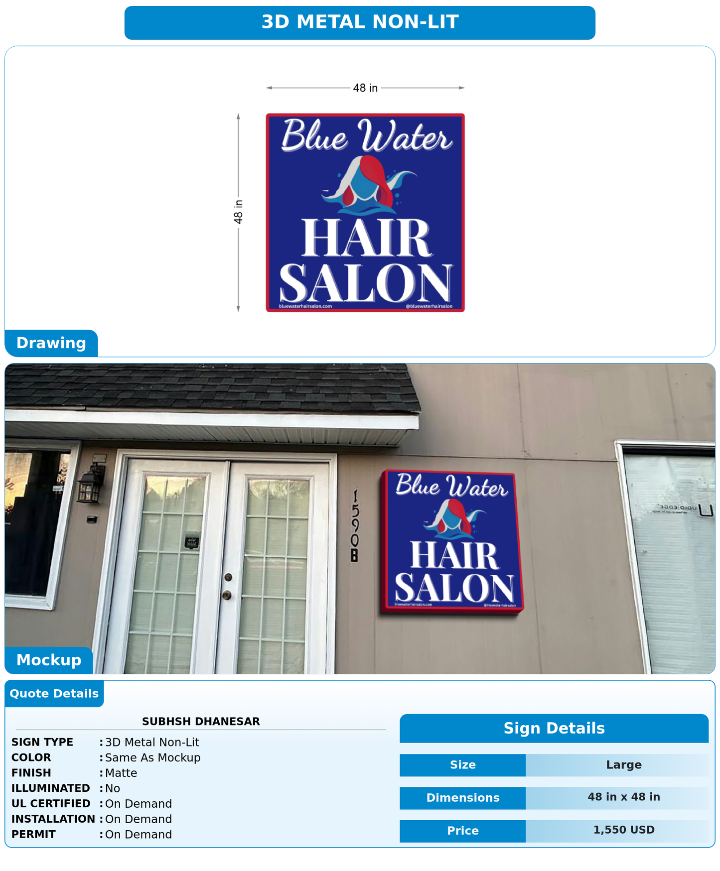 CUSTOM MOCKUP SIGN FOR Subhsh Dhanesar
