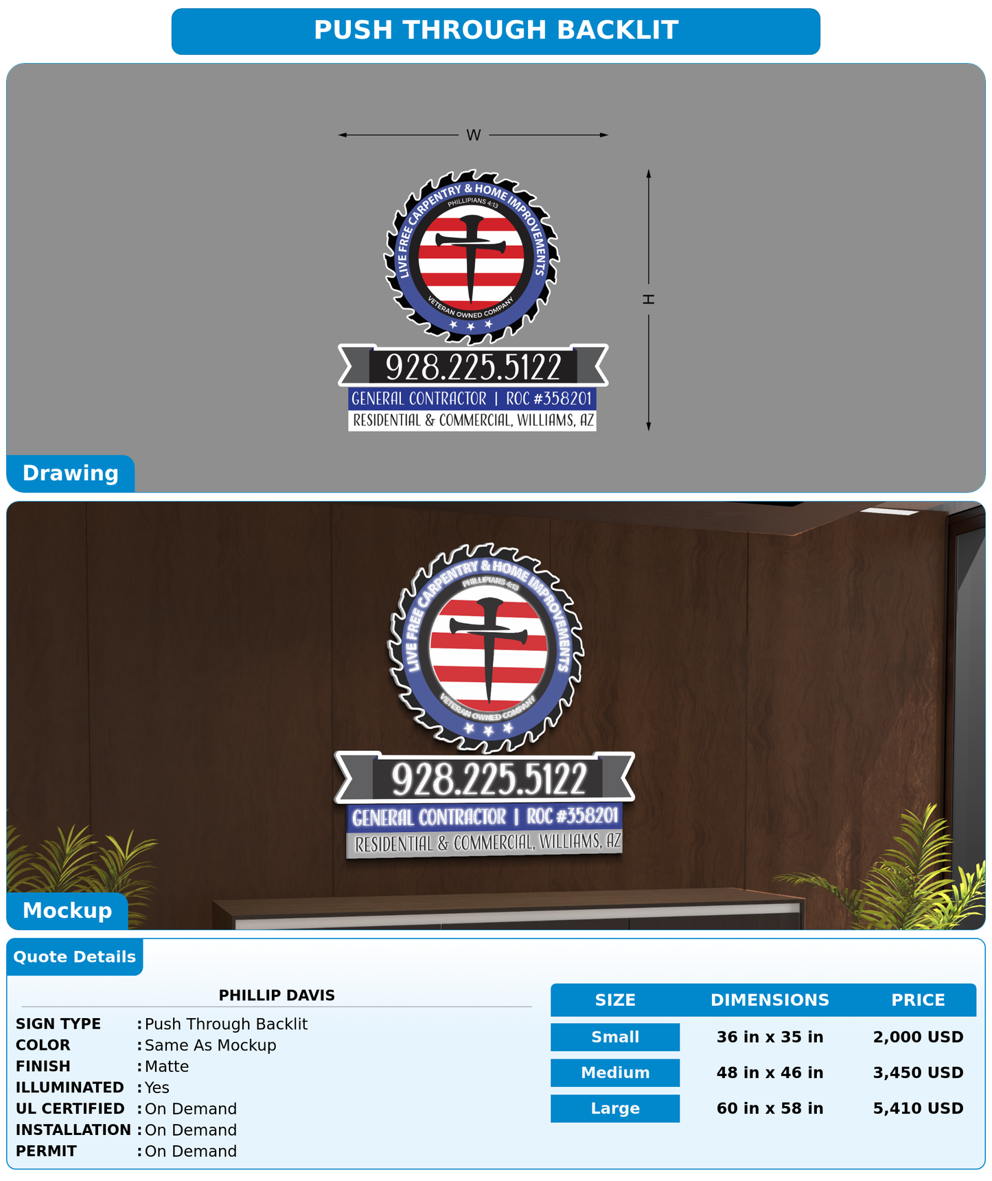CUSTOM MOCKUP SIGN FOR Phillip Davis