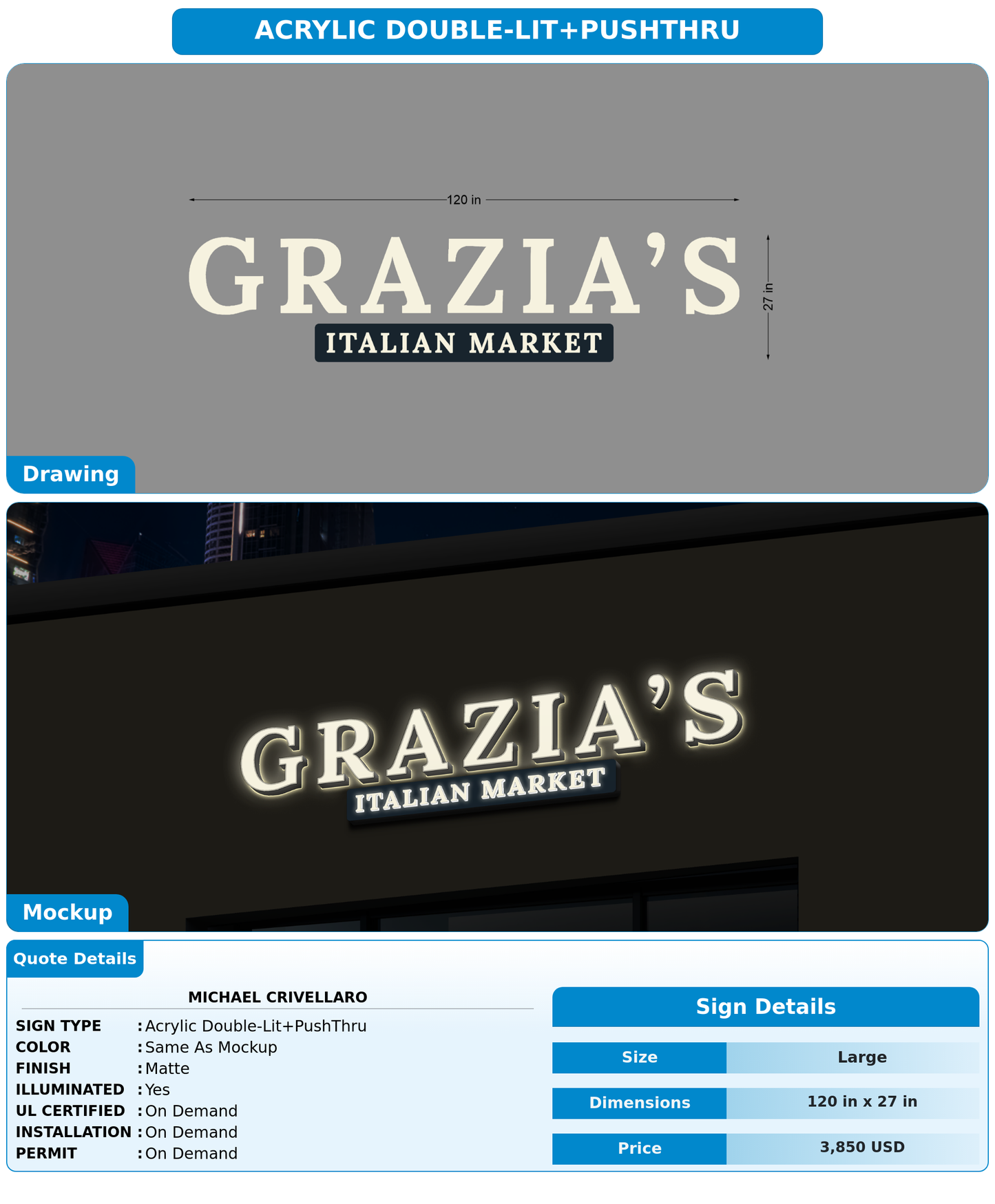 CUSTOM MOCKUP SIGN FOR Michael Crivellaro