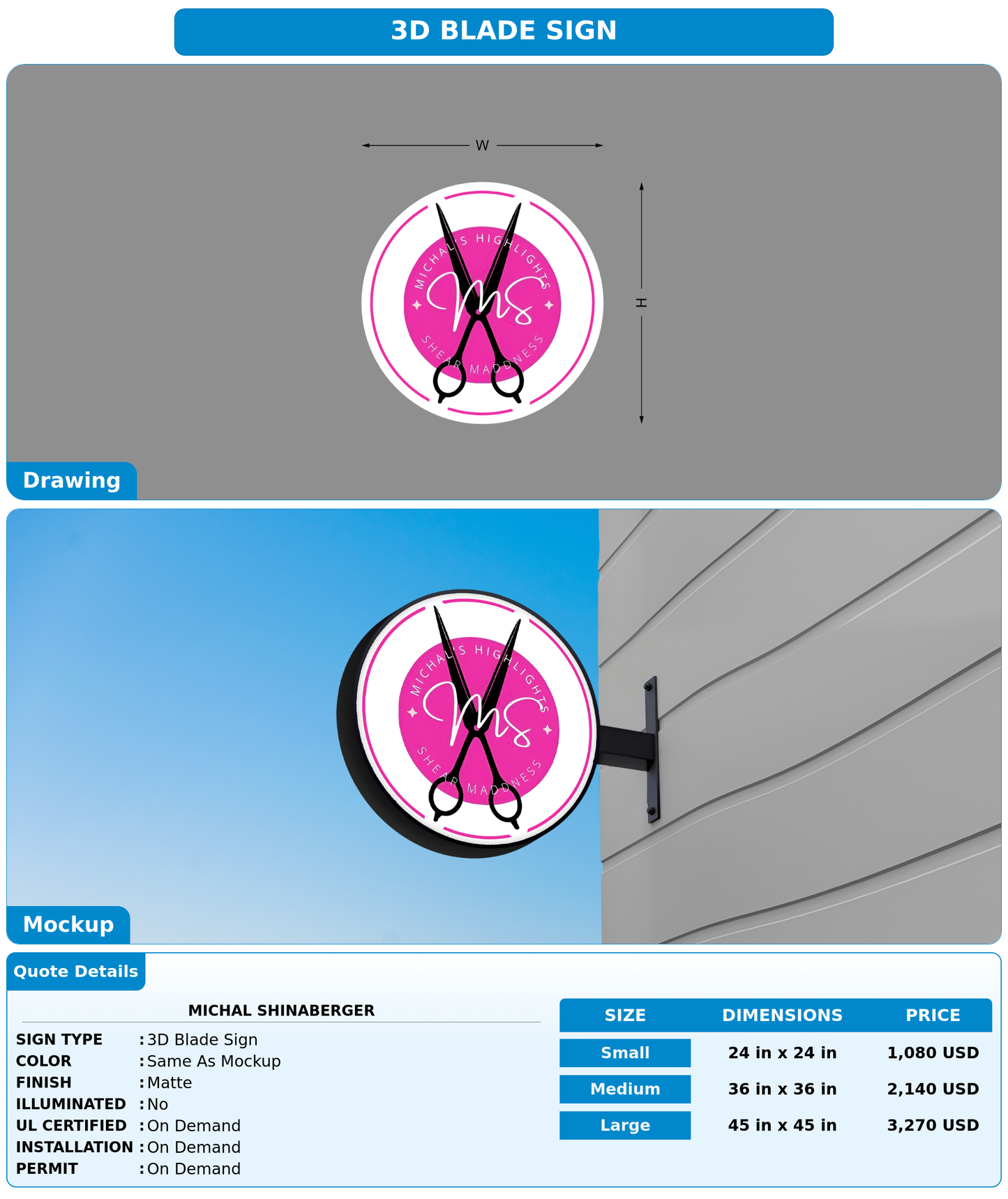 CUSTOM MOCKUP SIGN FOR Michal Shinaberger