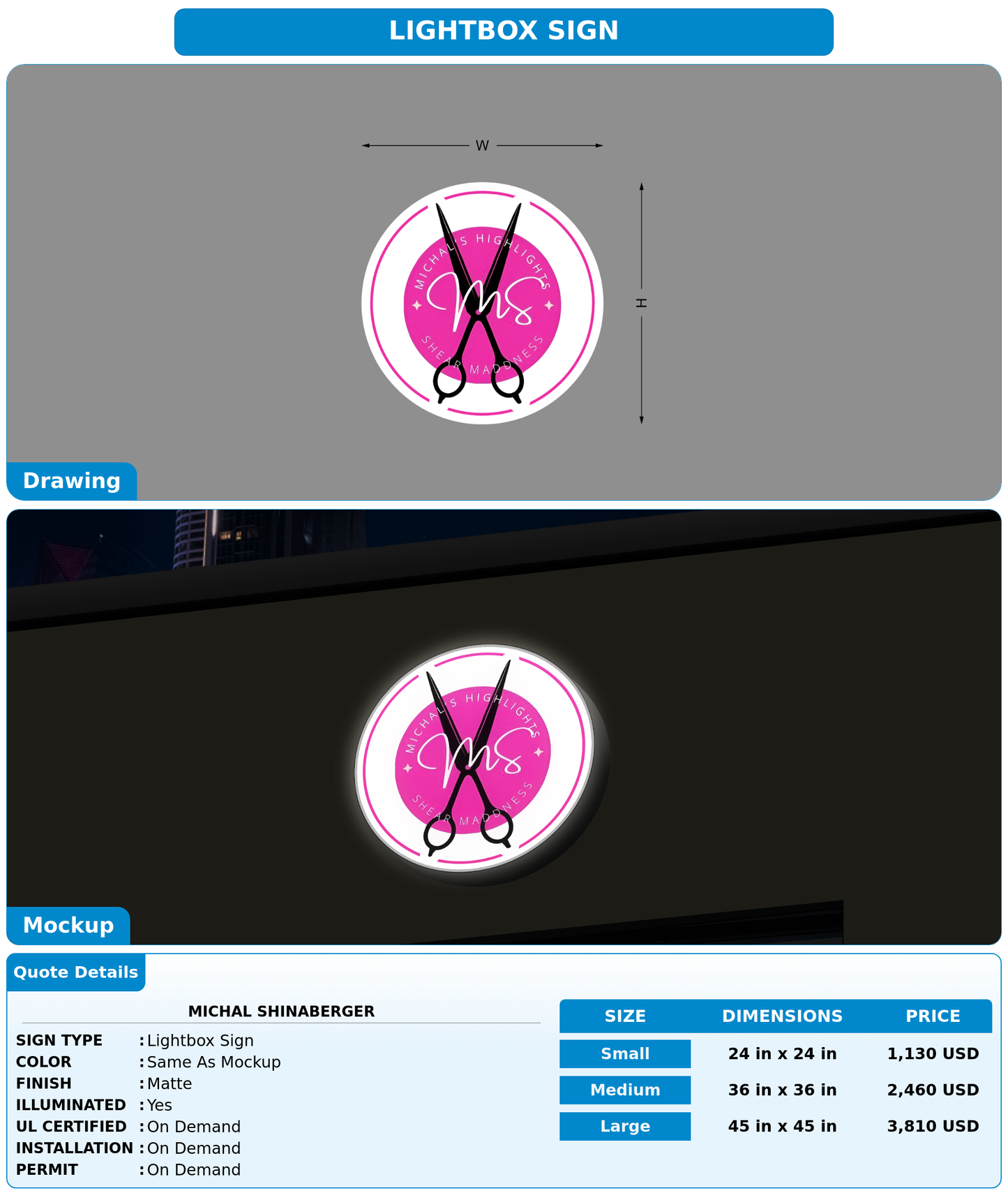 CUSTOM MOCKUP SIGN FOR Michal Shinaberger