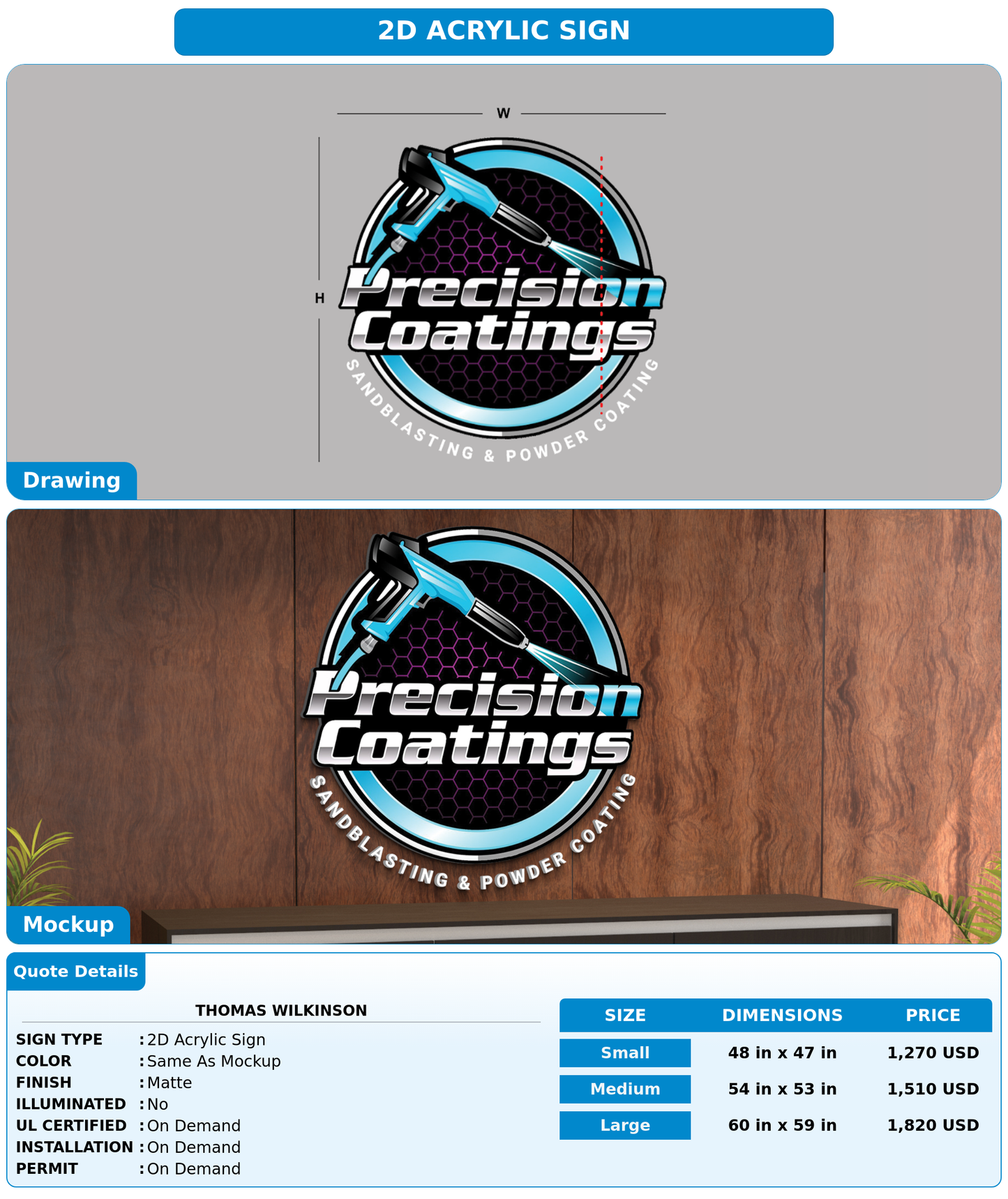 CUSTOM MOCKUP SIGN FOR Thomas Wilkinson