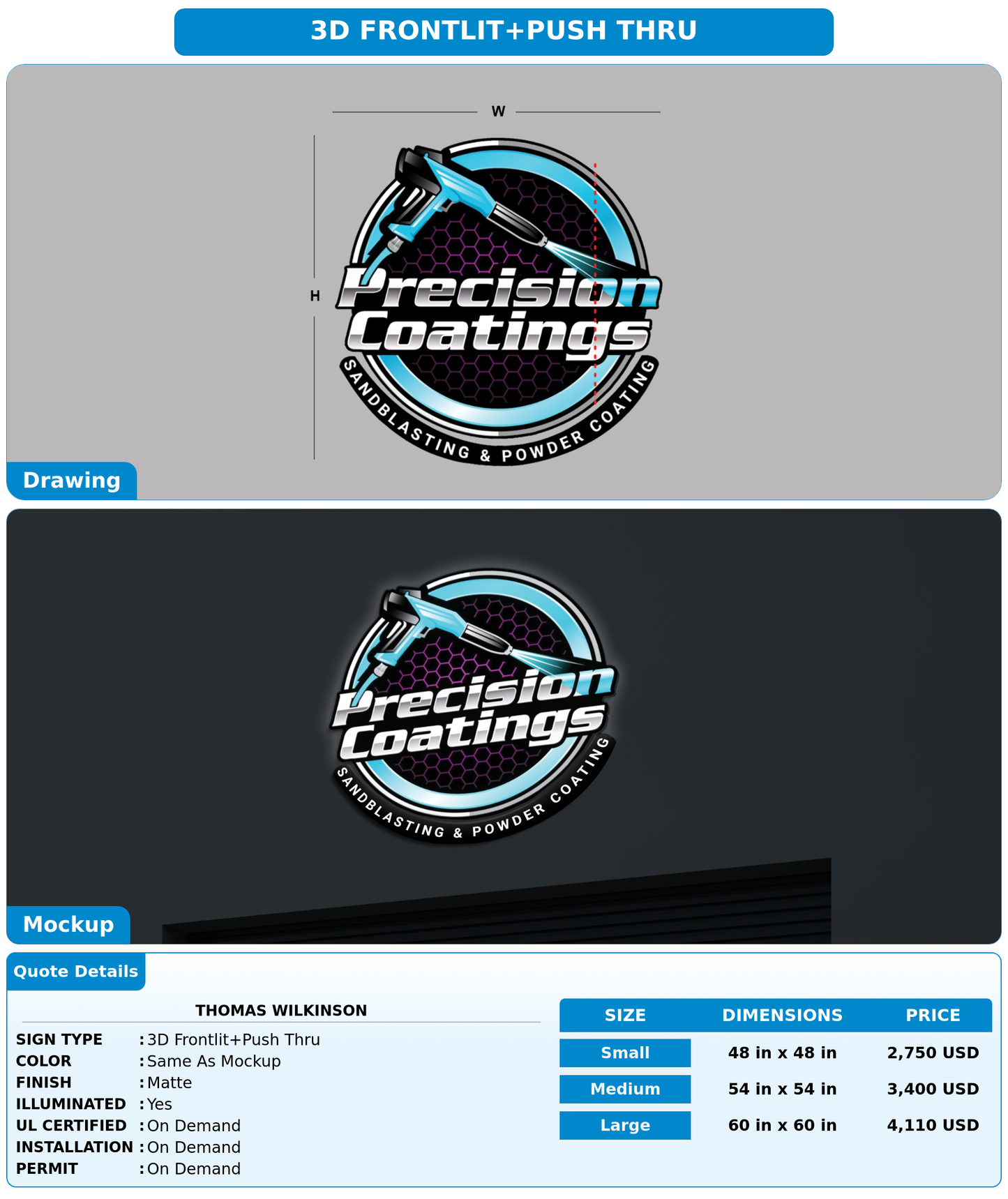 CUSTOM MOCKUP SIGN FOR Thomas Wilkinson