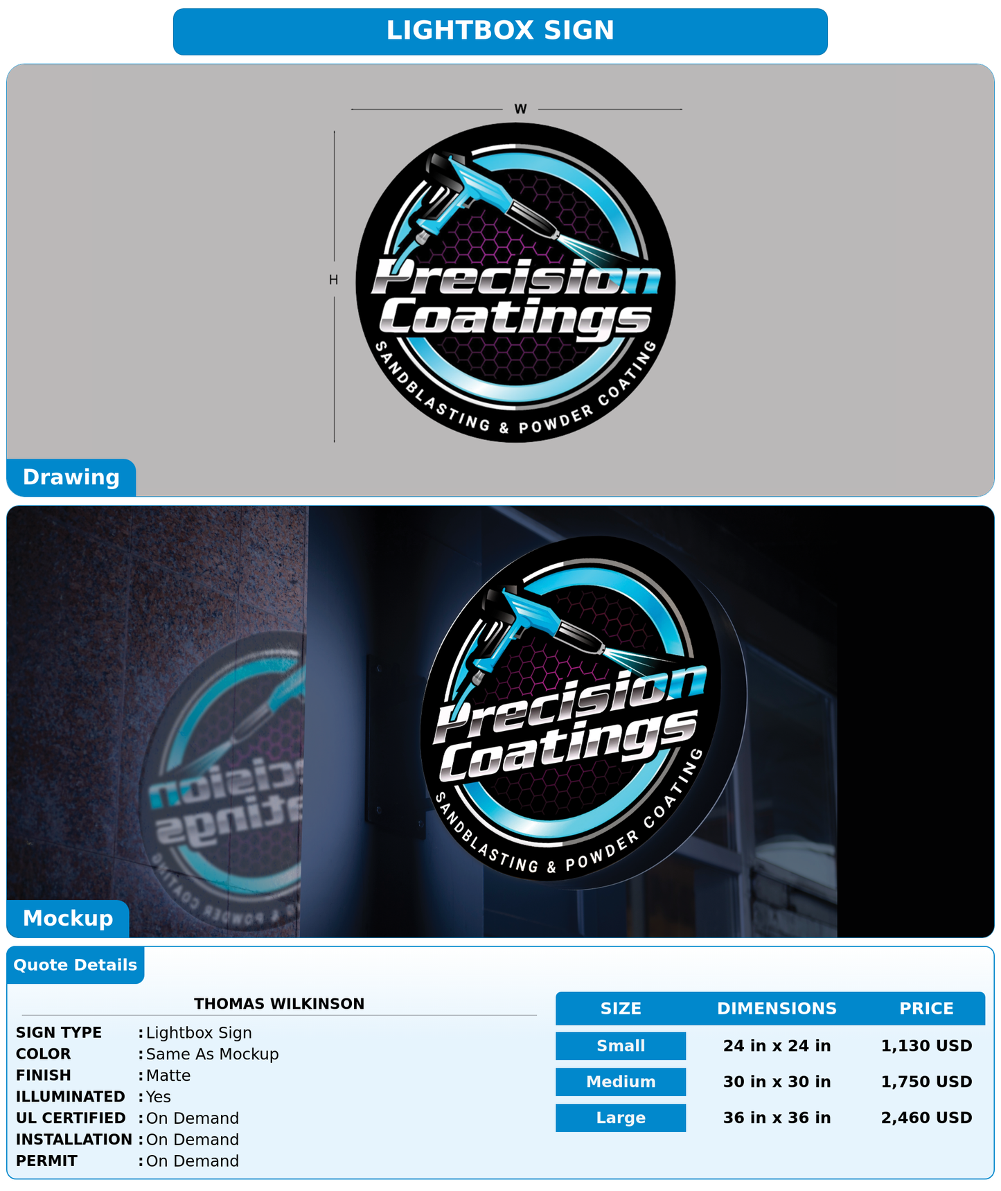 CUSTOM MOCKUP SIGN FOR Thomas Wilkinson