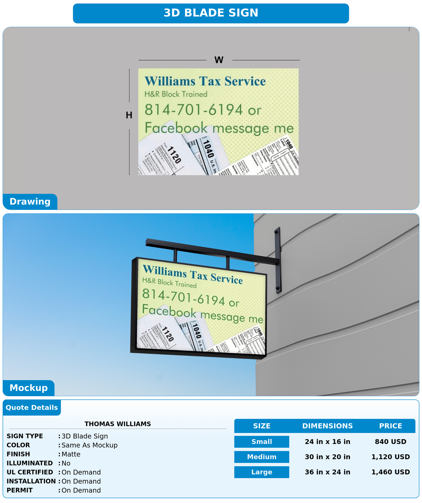 CUSTOM MOCKUP SIGN FOR THOMAS WILLIAMS