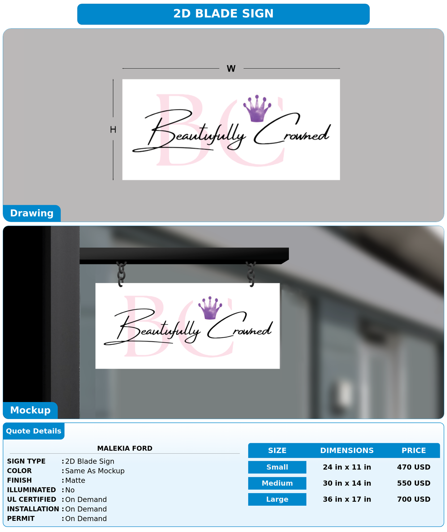 CUSTOM MOCKUP SIGN FOR Malekia Ford