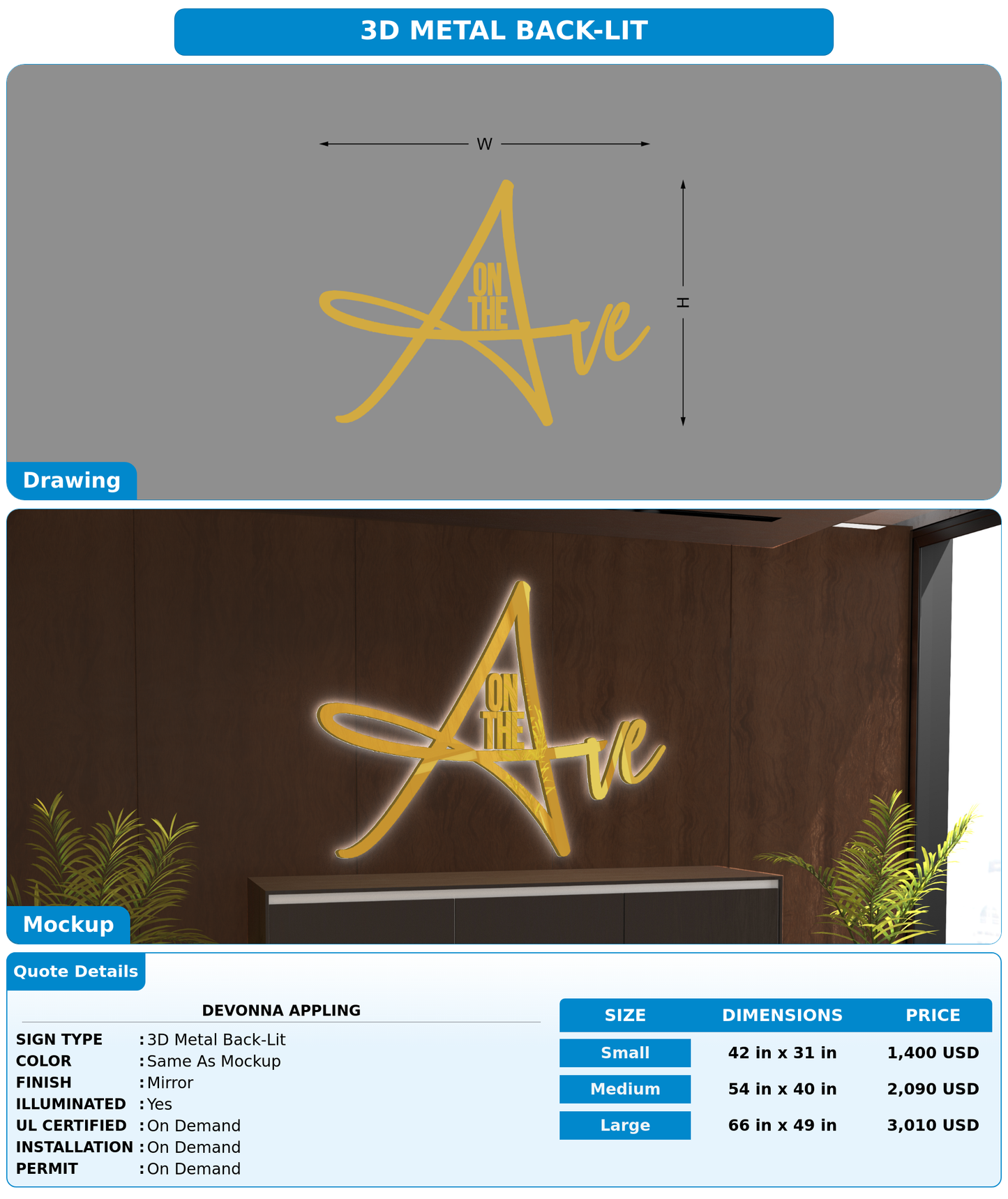 CUSTOM MOCKUP SIGN FOR DEVONNA APPLING