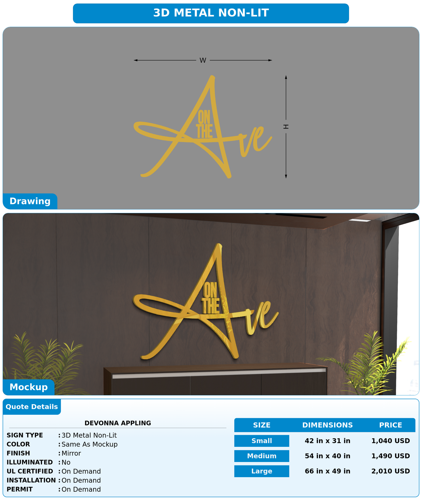 CUSTOM MOCKUP SIGN FOR DEVONNA APPLING