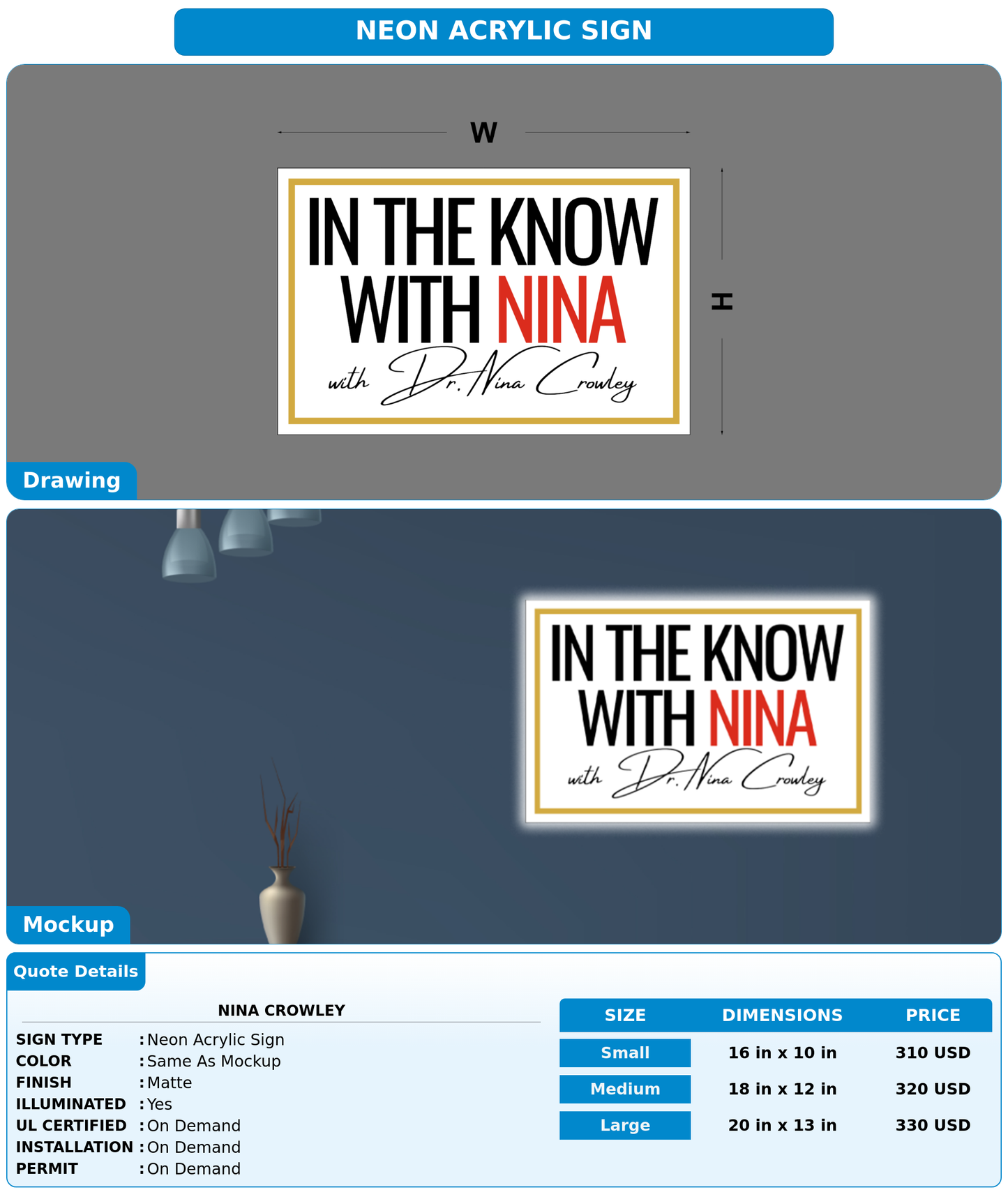 CUSTOM MOCKUP SIGN FOR Nina Crowley