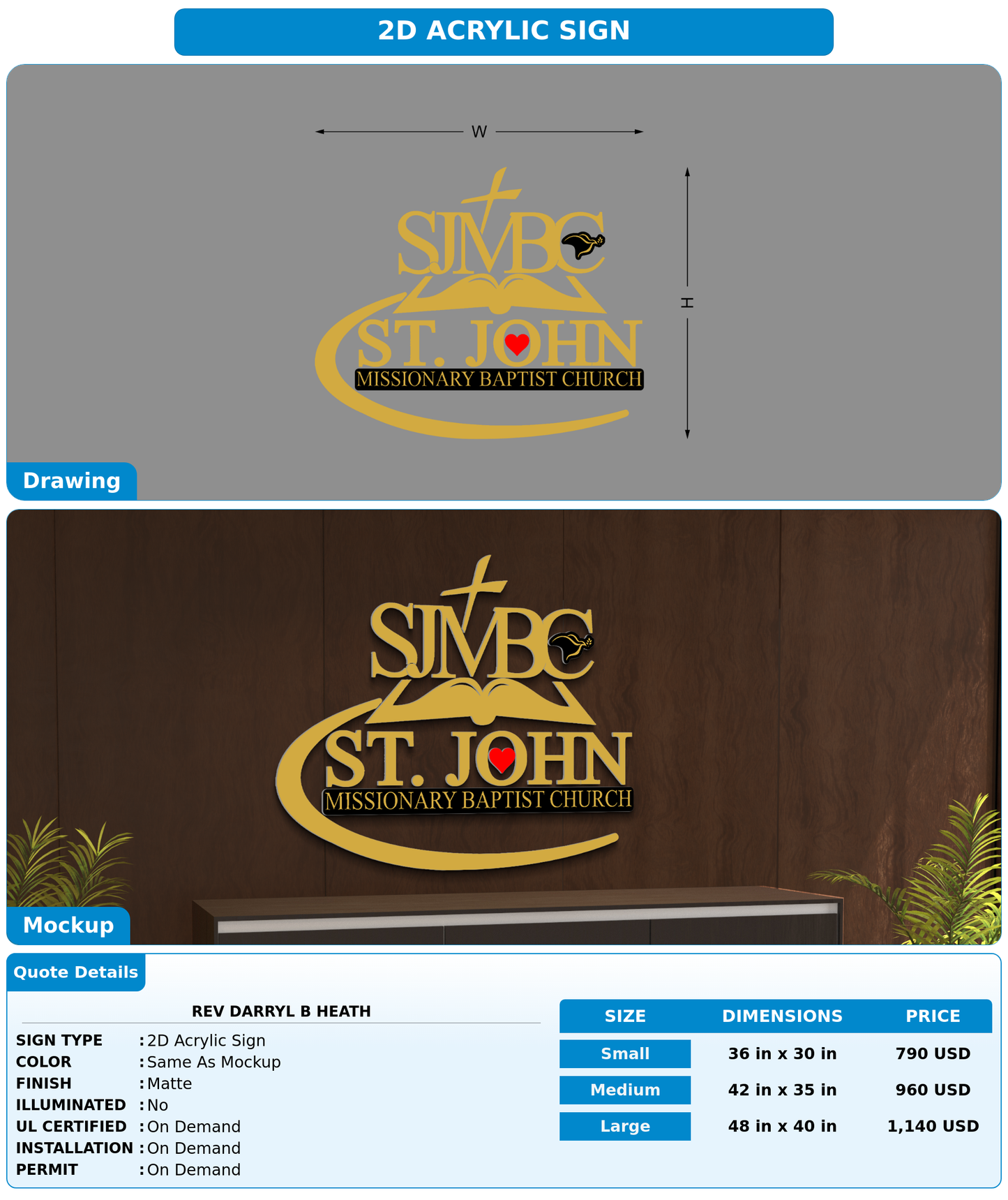 CUSTOM MOCKUP SIGN FOR Rev Darryl B Heath