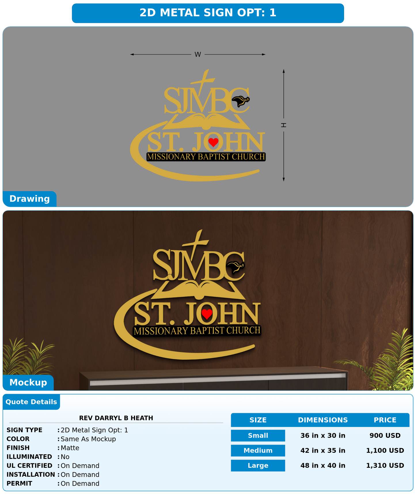CUSTOM MOCKUP SIGN FOR Rev Darryl B Heath