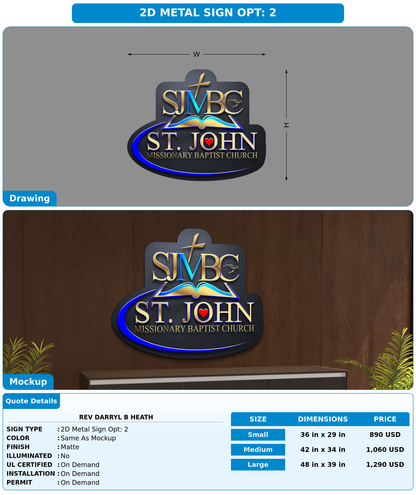 CUSTOM MOCKUP SIGN FOR Rev Darryl B Heath