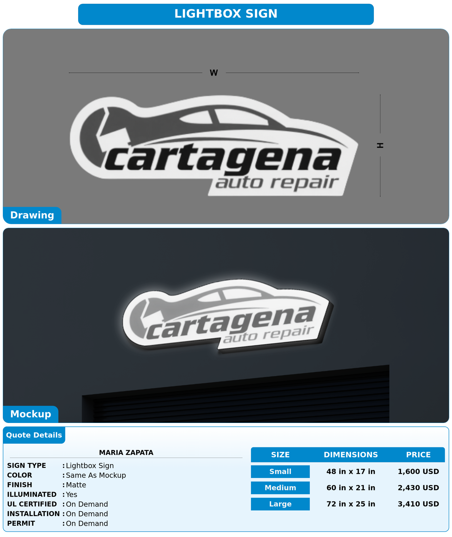 CUSTOM MOCKUP SIGN FOR Maria zapata