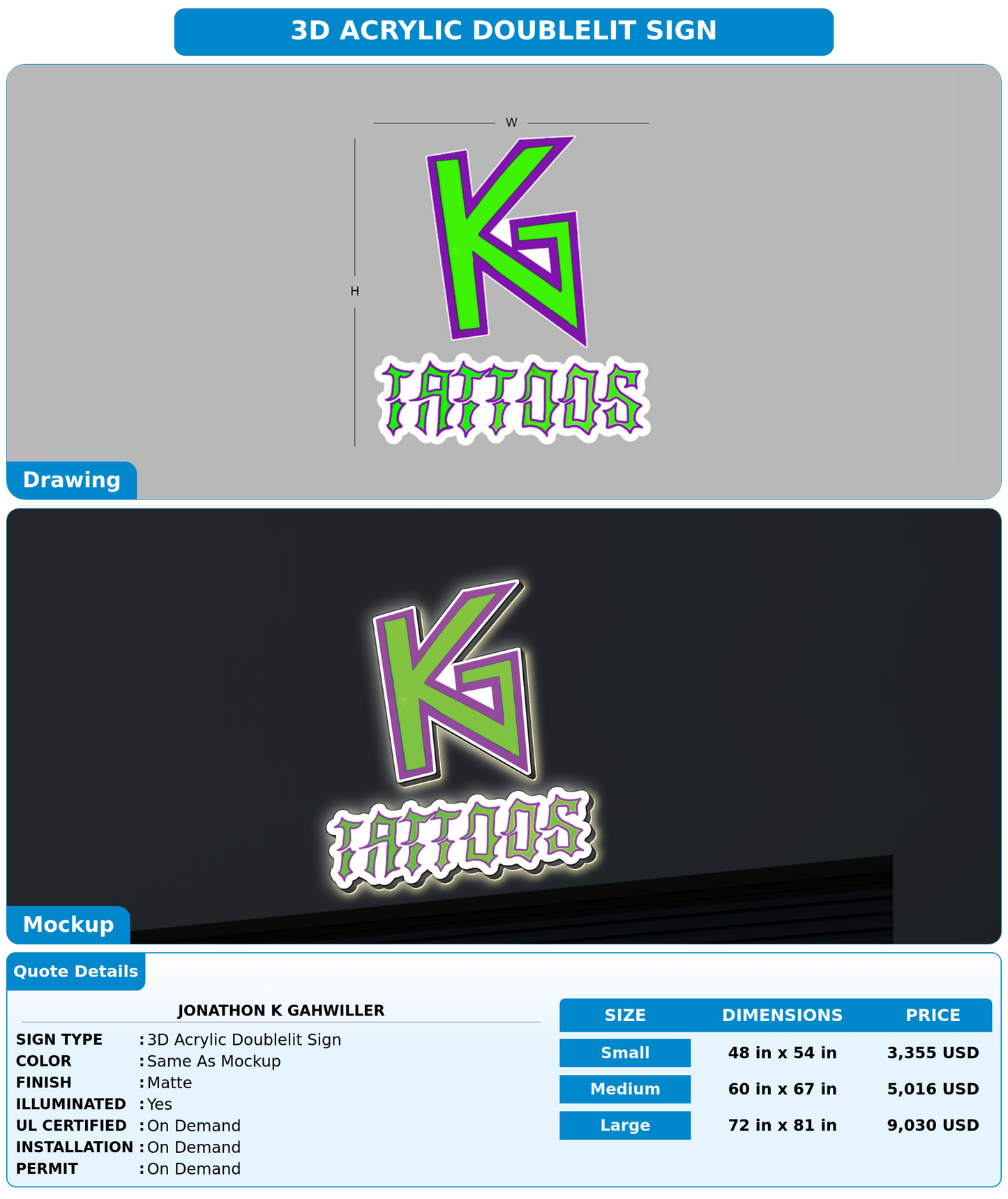 CUSTOM MOCKUP SIGN FOR Jonathon k Gahwiller