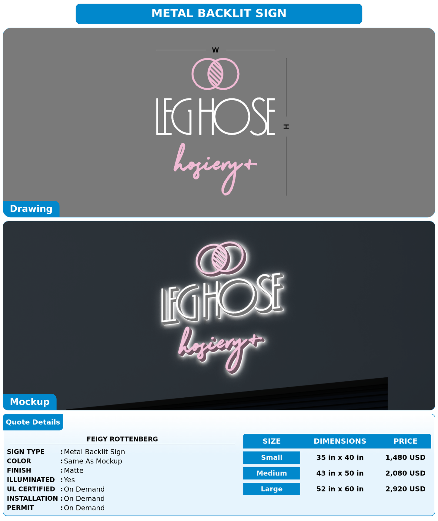 CUSTOM MOCKUP SIGN FOR feigy rottenberg