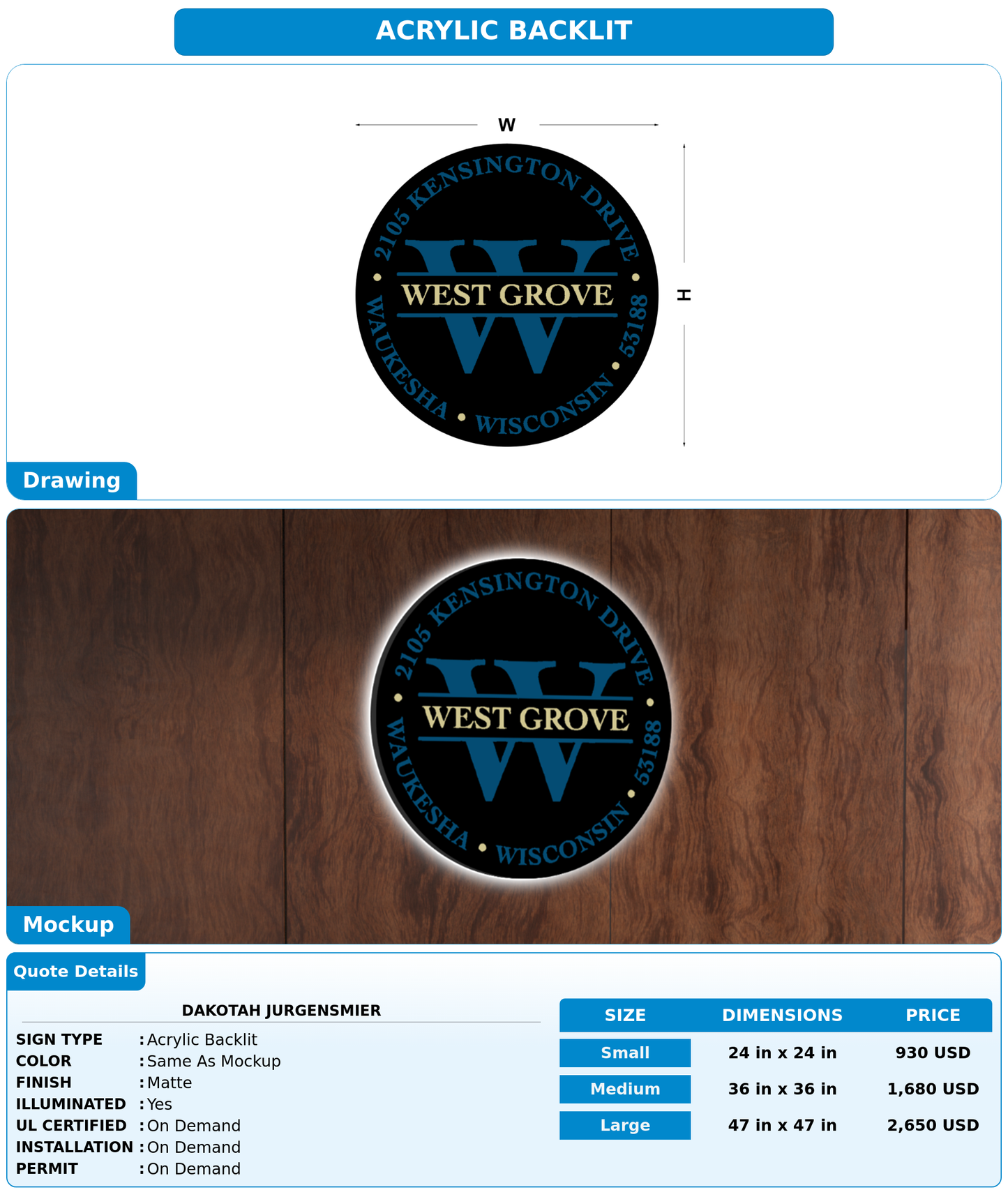 CUSTOM MOCKUP SIGN FOR Dakotah Jurgensmier