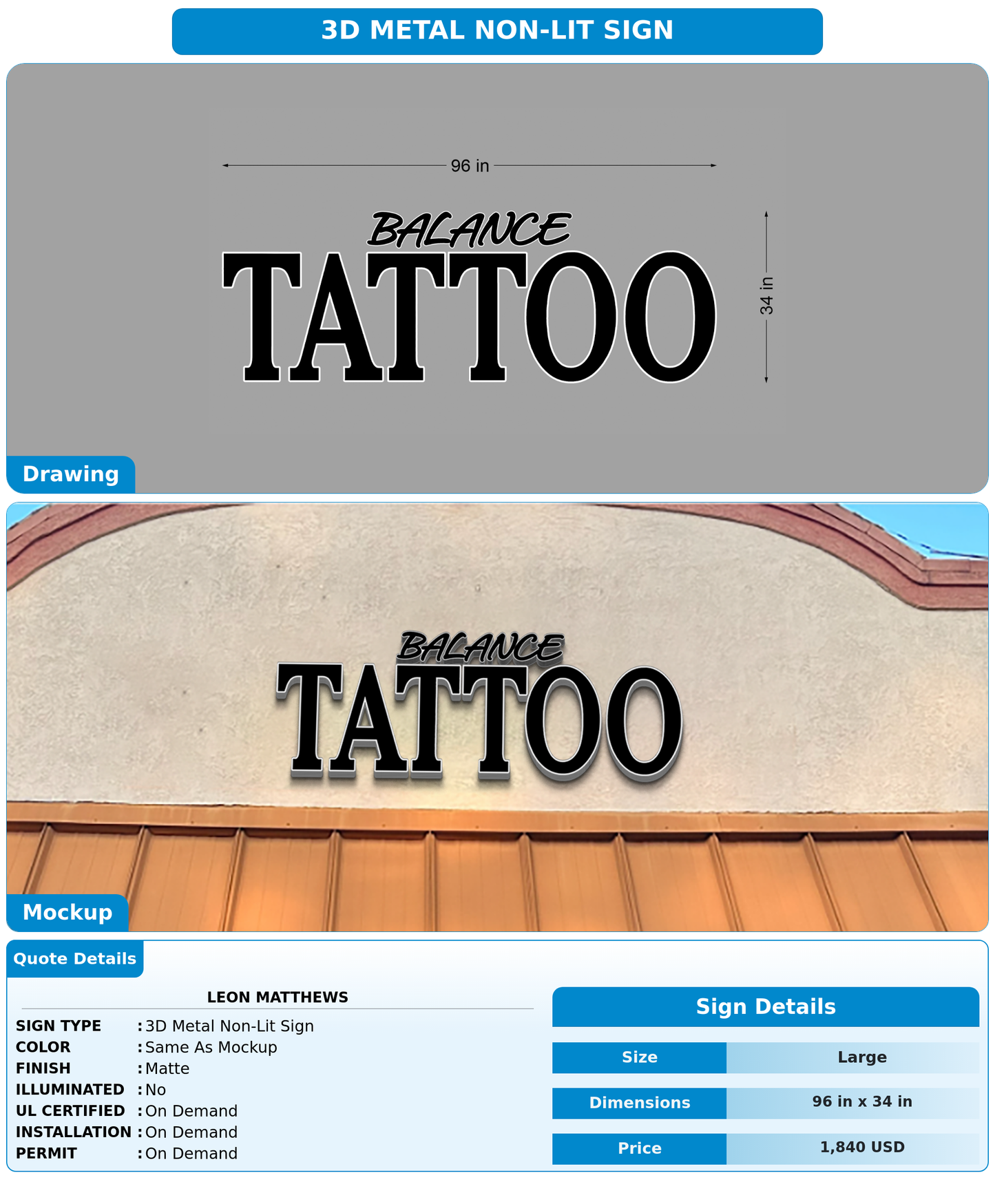 CUSTOM MOCKUP SIGN FOR Leon Matthews