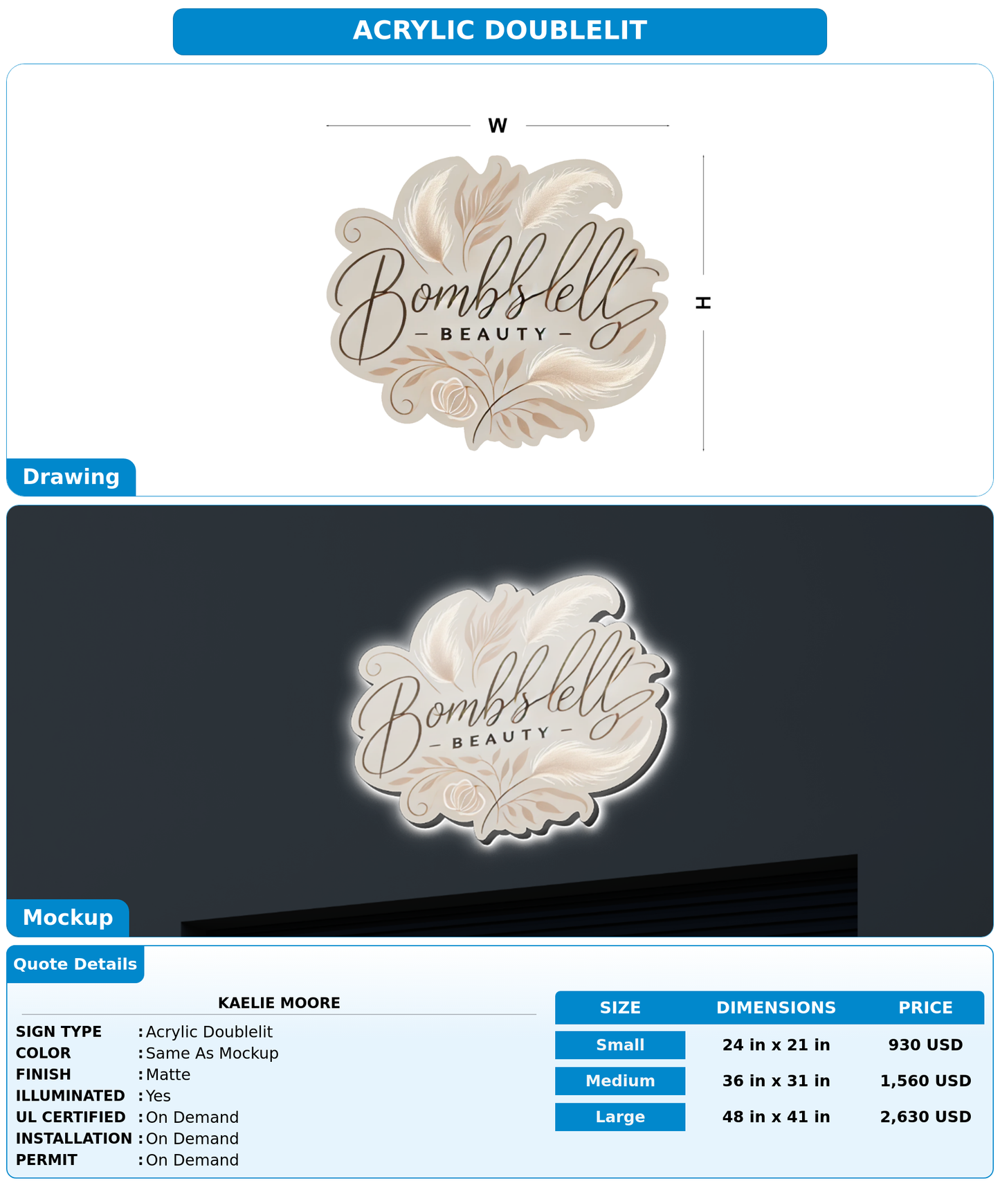 CUSTOM MOCKUP SIGN FOR Kaelie Moore