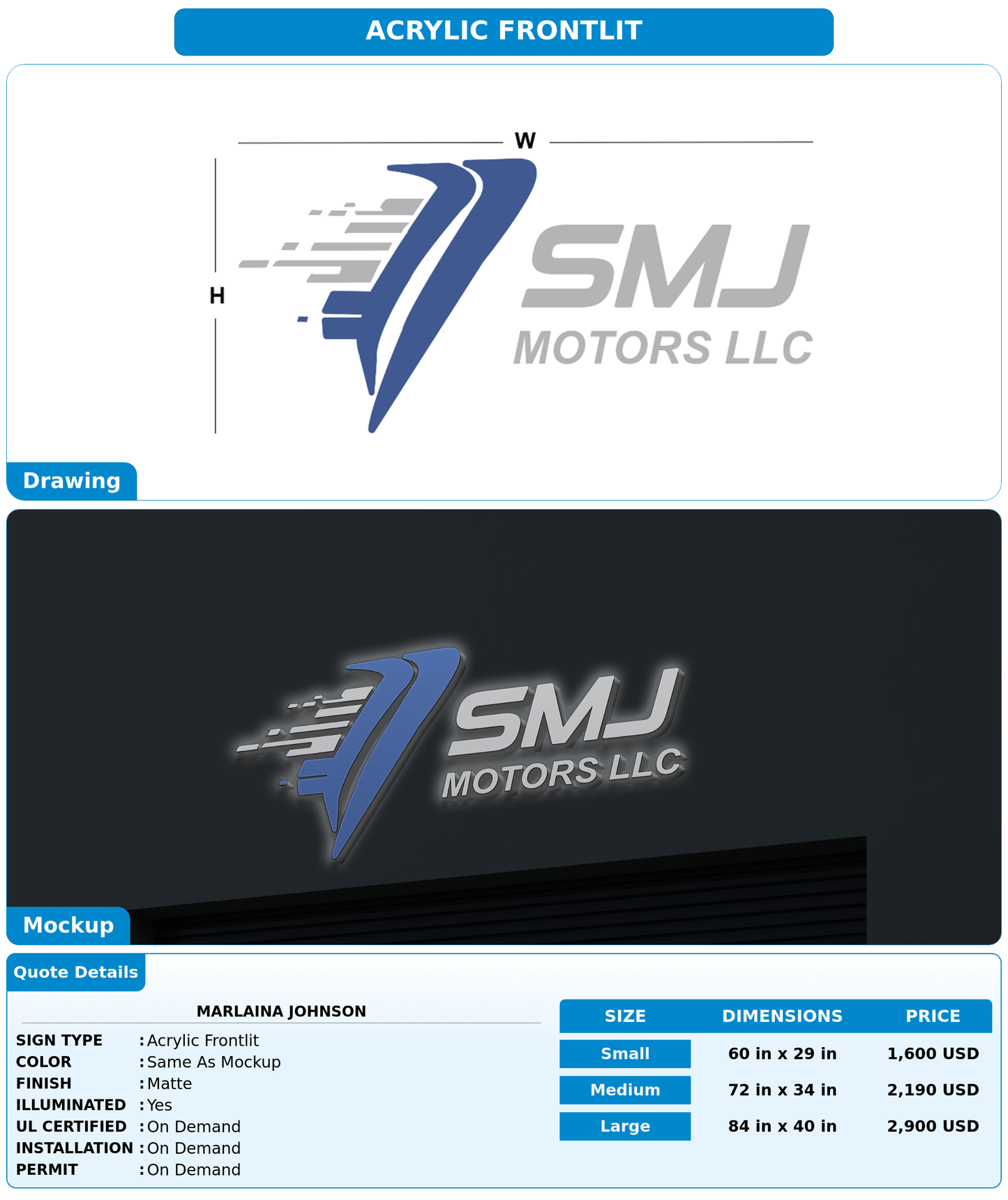 CUSTOM MOCKUP SIGN FOR Marlaina Johnson