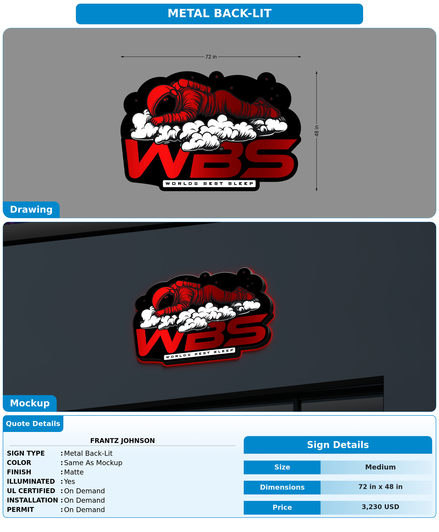 CUSTOM MOCKUP SIGN FOR Frantz Johnson