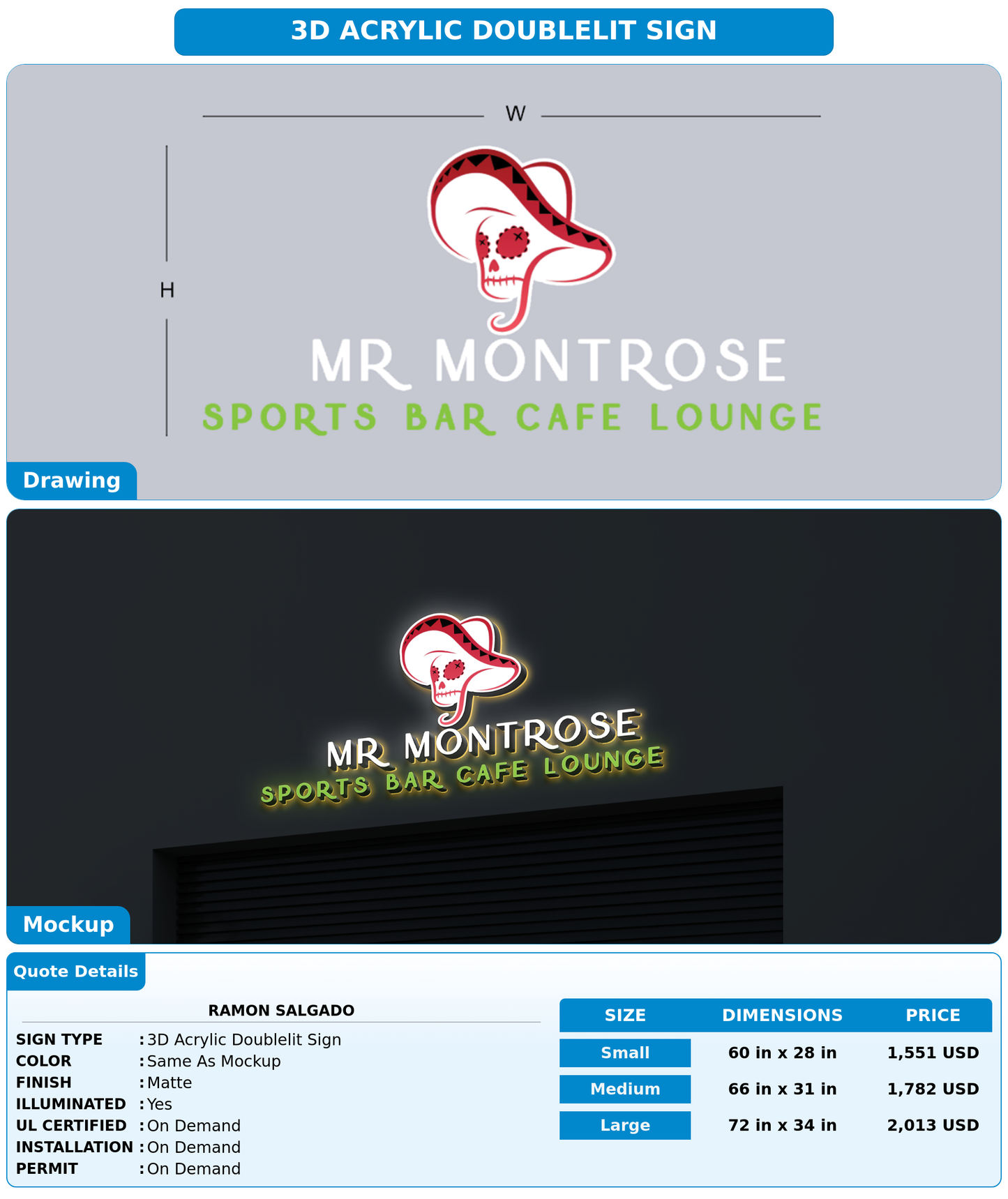 CUSTOM MOCKUP SIGN FOR Ramon Salgado