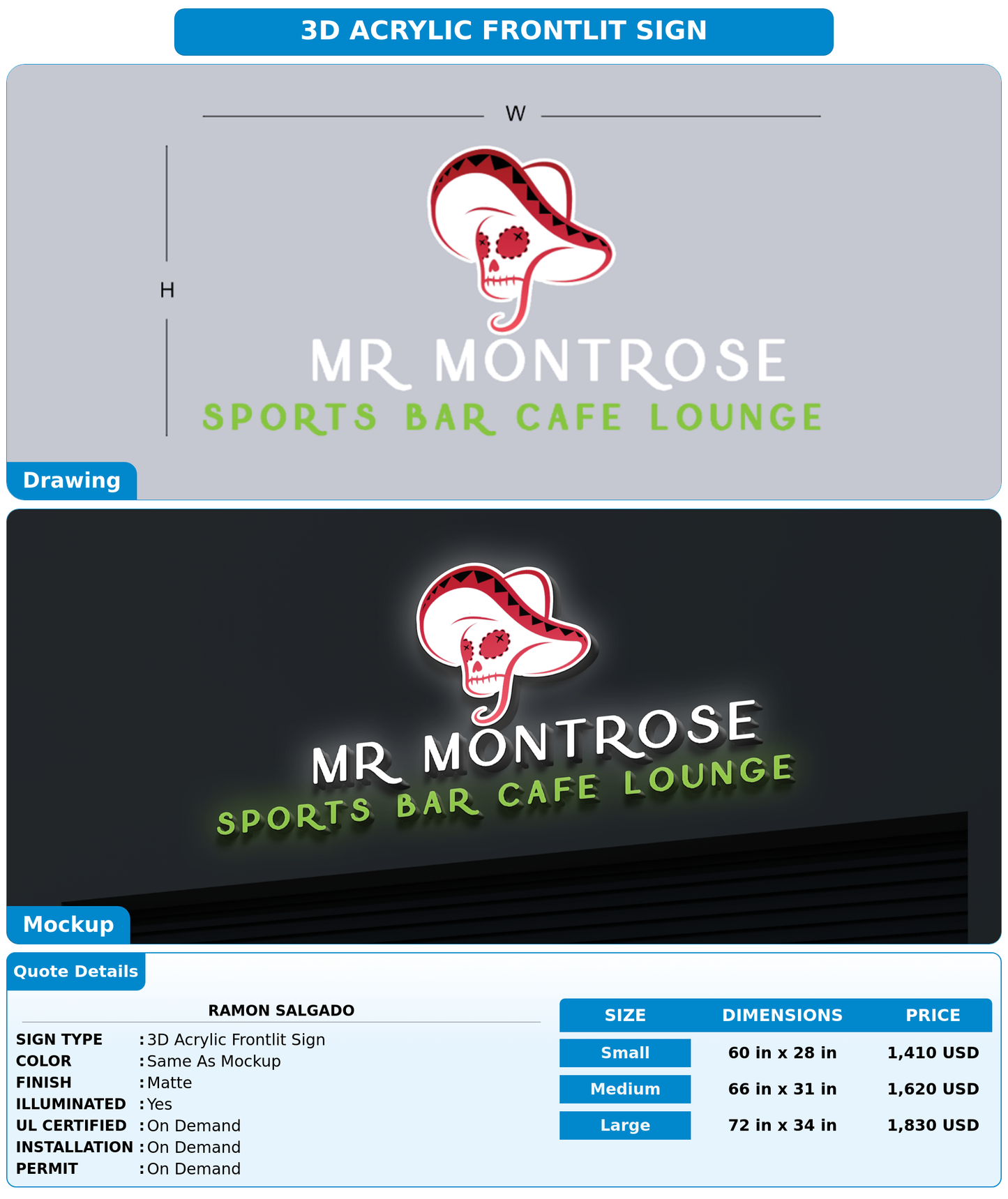 CUSTOM MOCKUP SIGN FOR Ramon Salgado