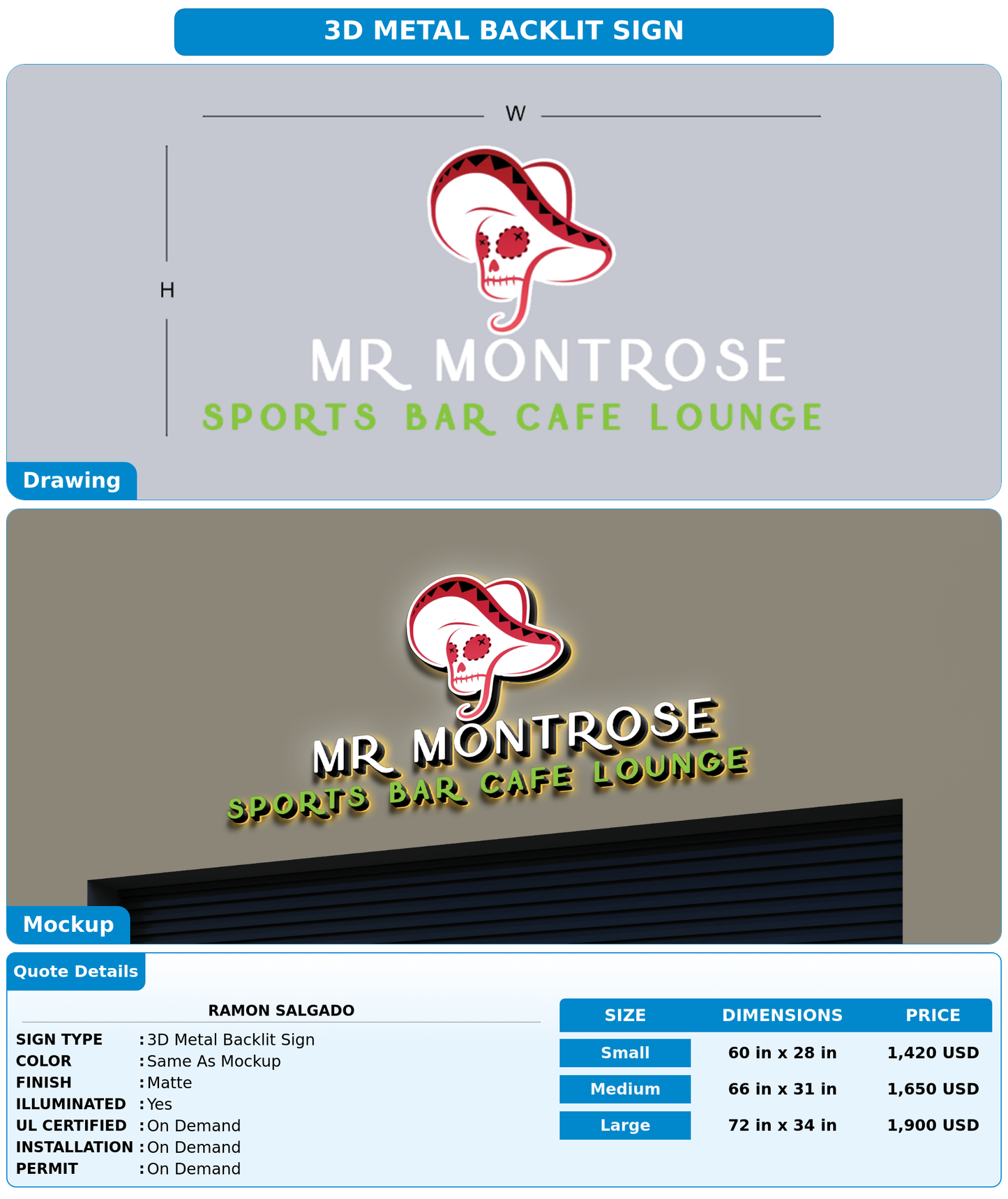 CUSTOM MOCKUP SIGN FOR Ramon Salgado