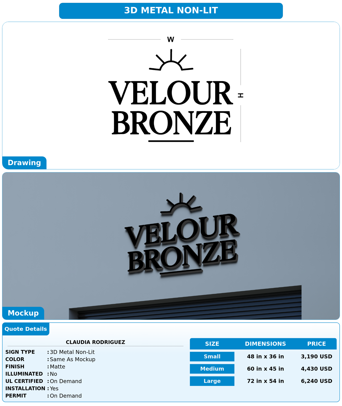 CUSTOM MOCKUP SIGN FOR Claudia Rodriguez