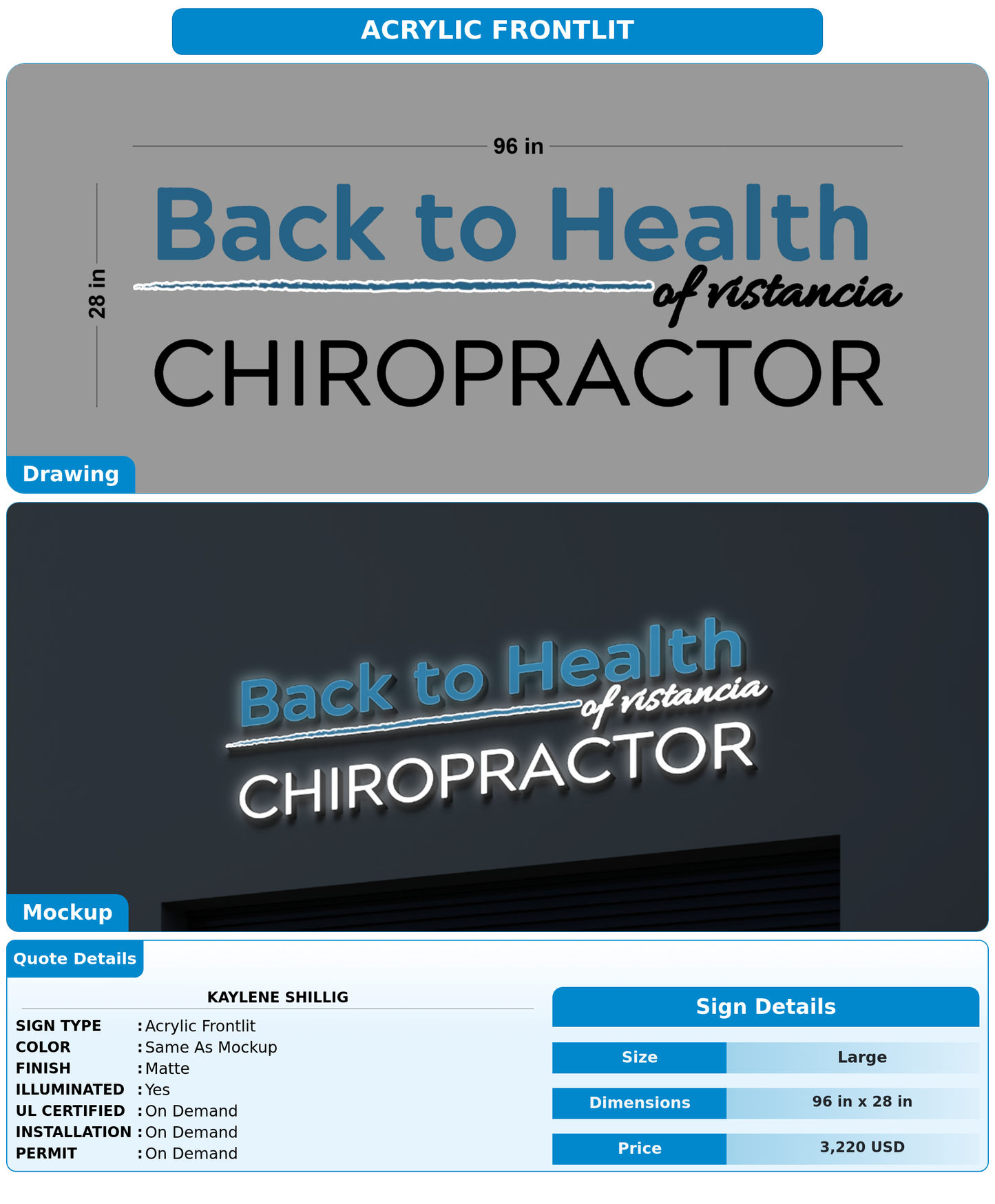 CUSTOM MOCKUP SIGN FOR Kaylene Shillig