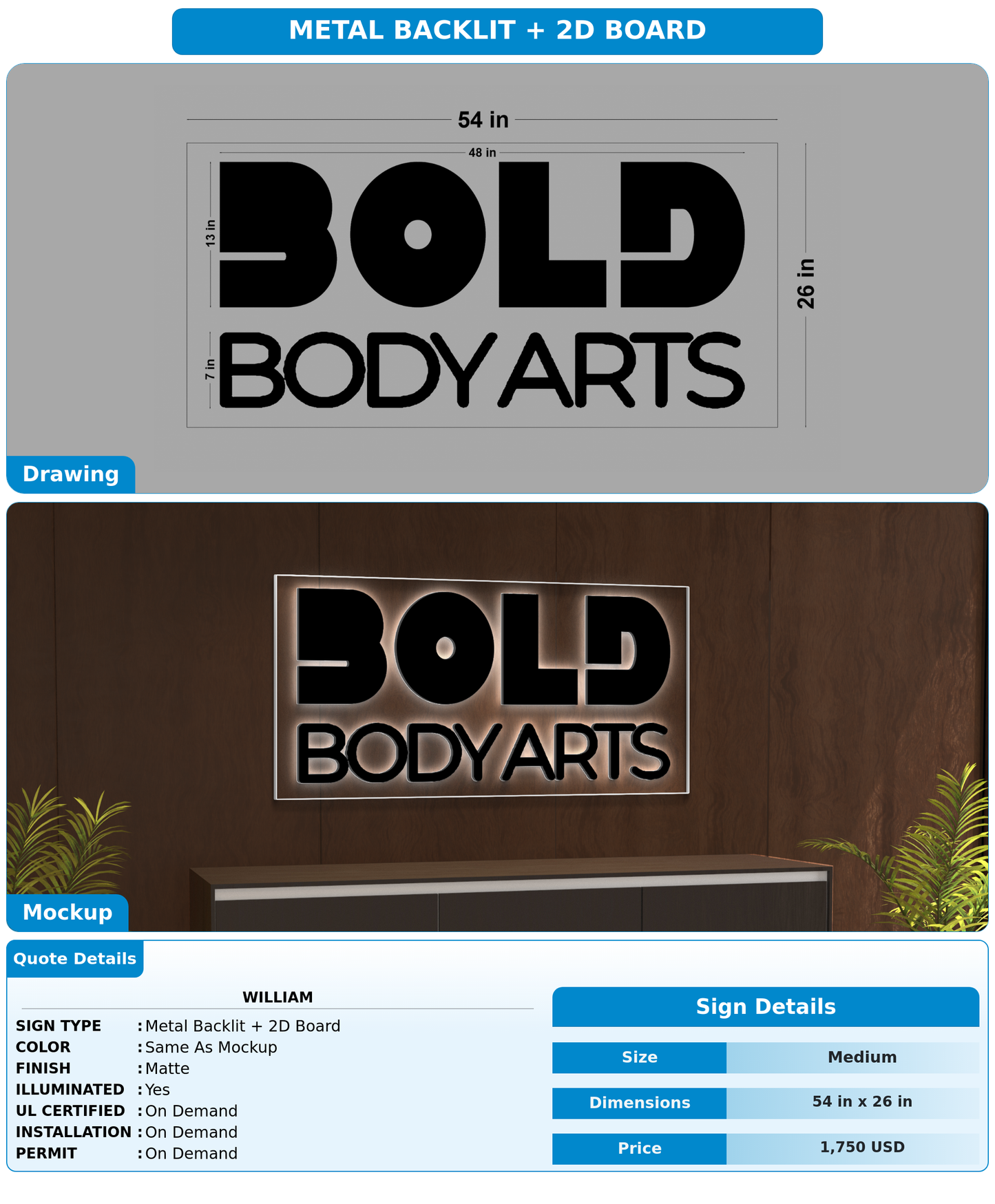 CUSTOM MOCKUP SIGN FOR William