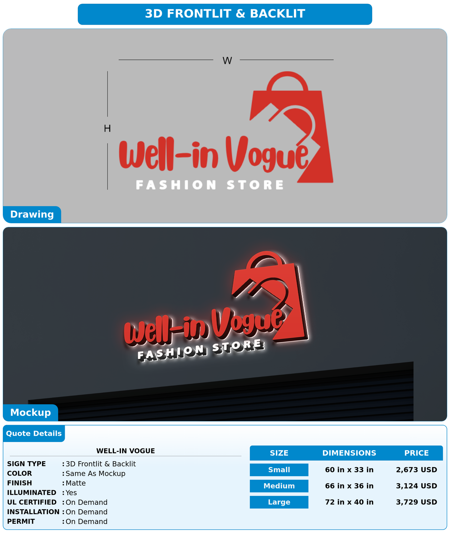CUSTOM MOCKUP SIGN FOR Well-in Vogue