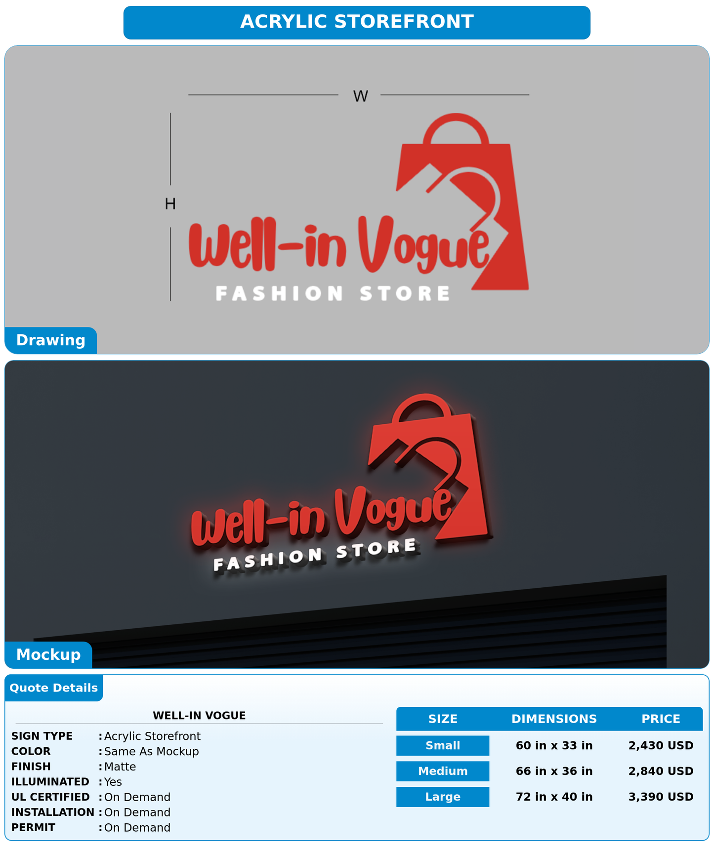 CUSTOM MOCKUP SIGN FOR Well-in Vogue