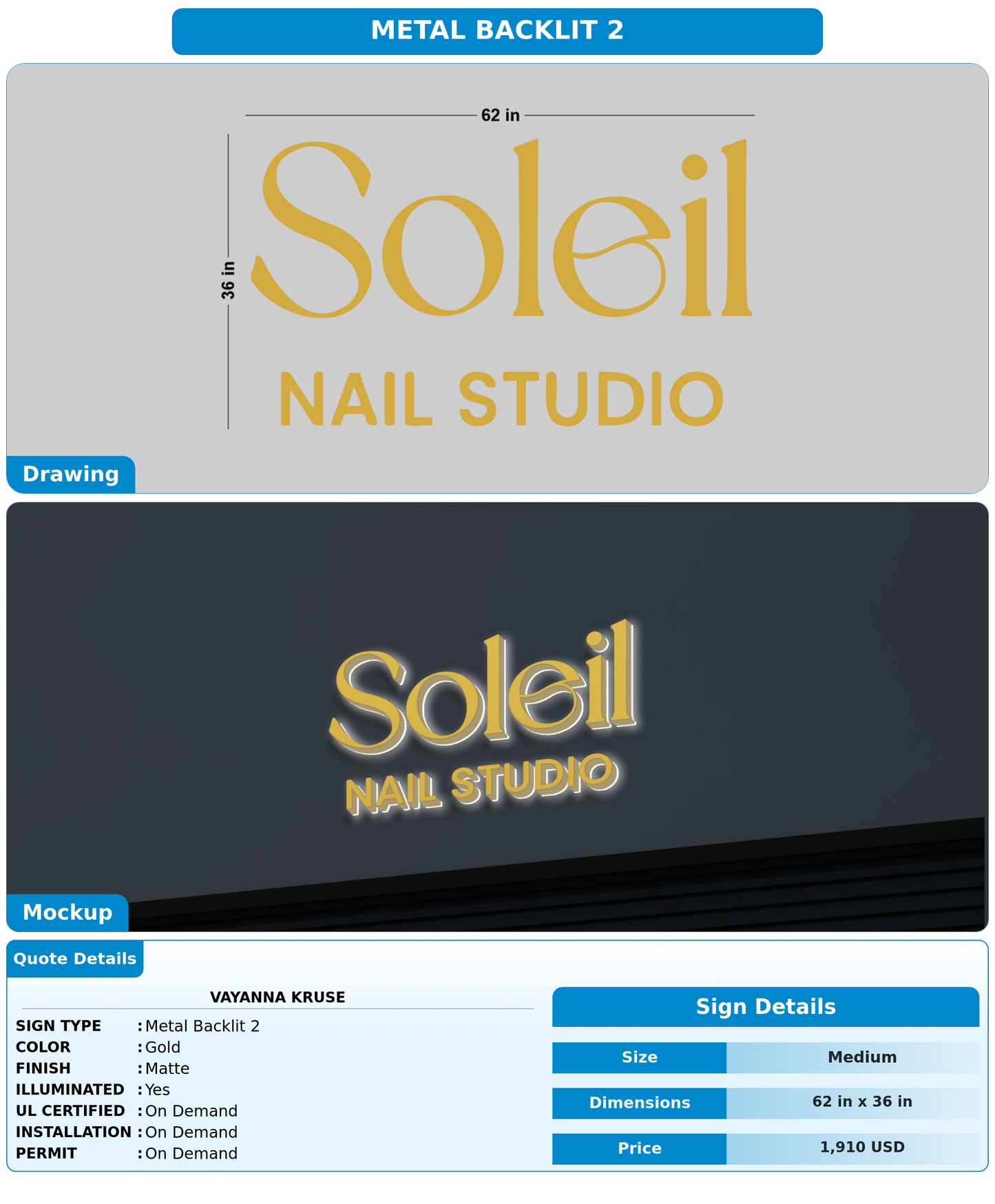 CUSTOM MOCKUP SIGN FOR Vayanna Kruse