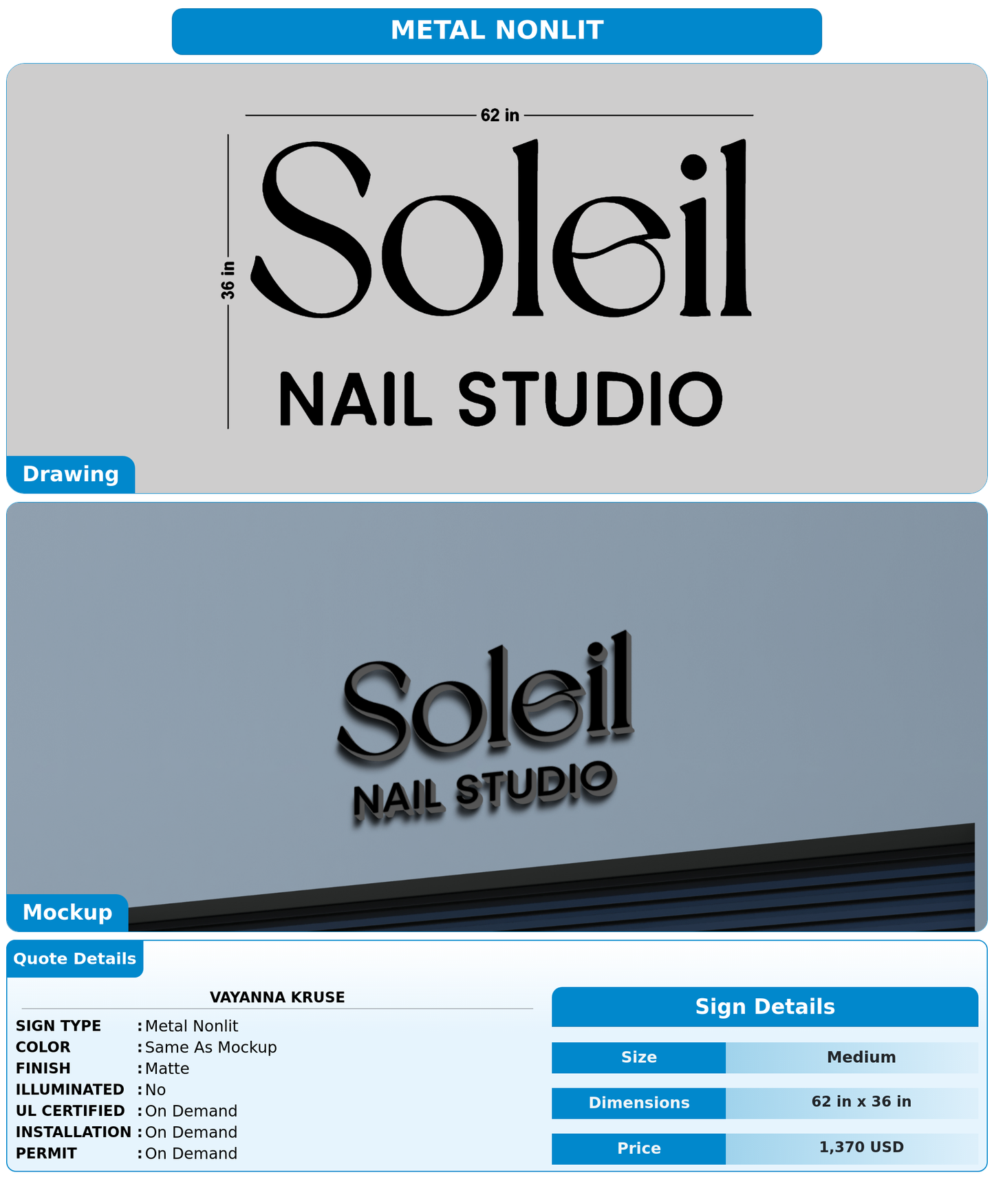 CUSTOM MOCKUP SIGN FOR Vayanna Kruse