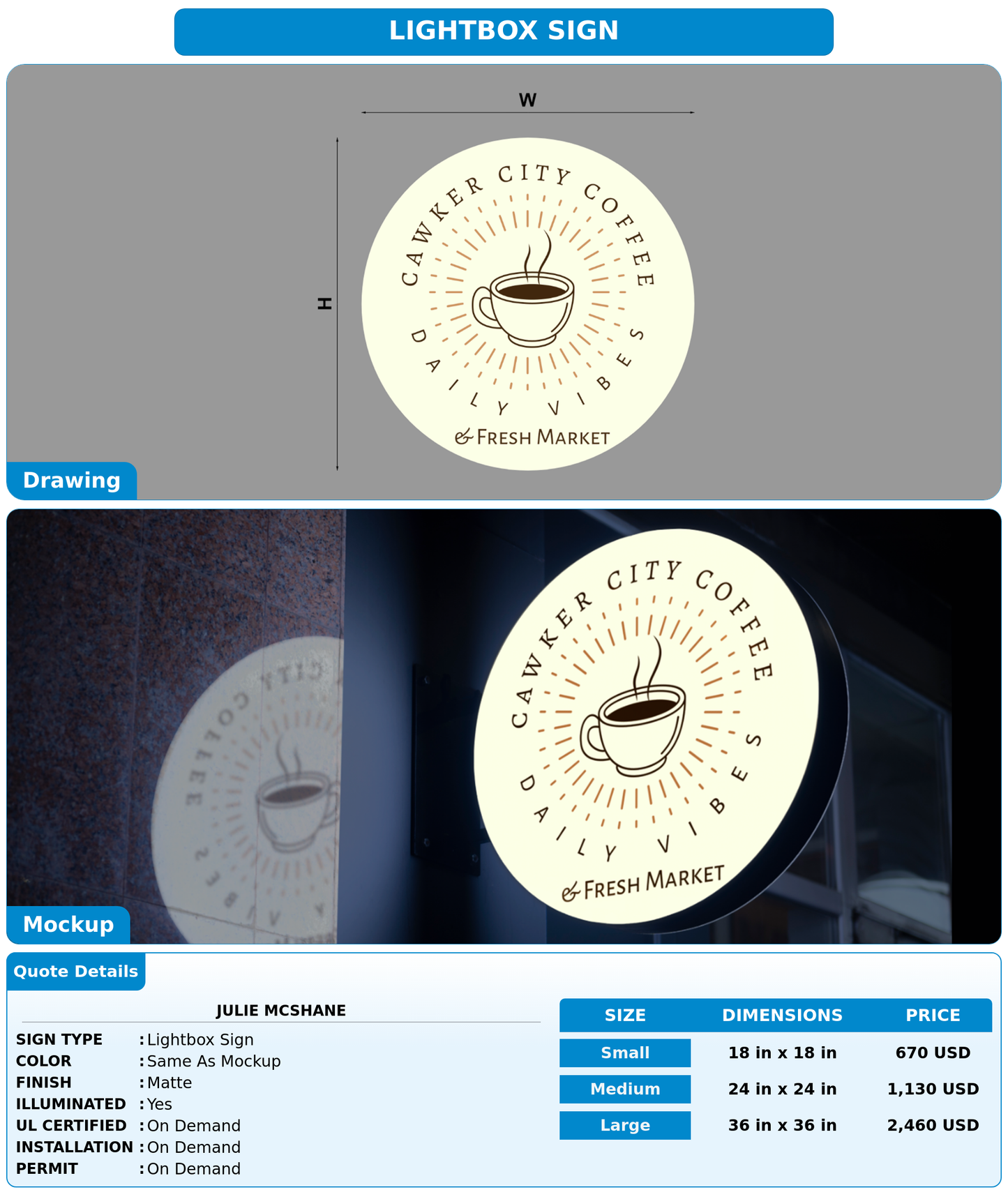 CUSTOM MOCKUP SIGN FOR Julie McShane