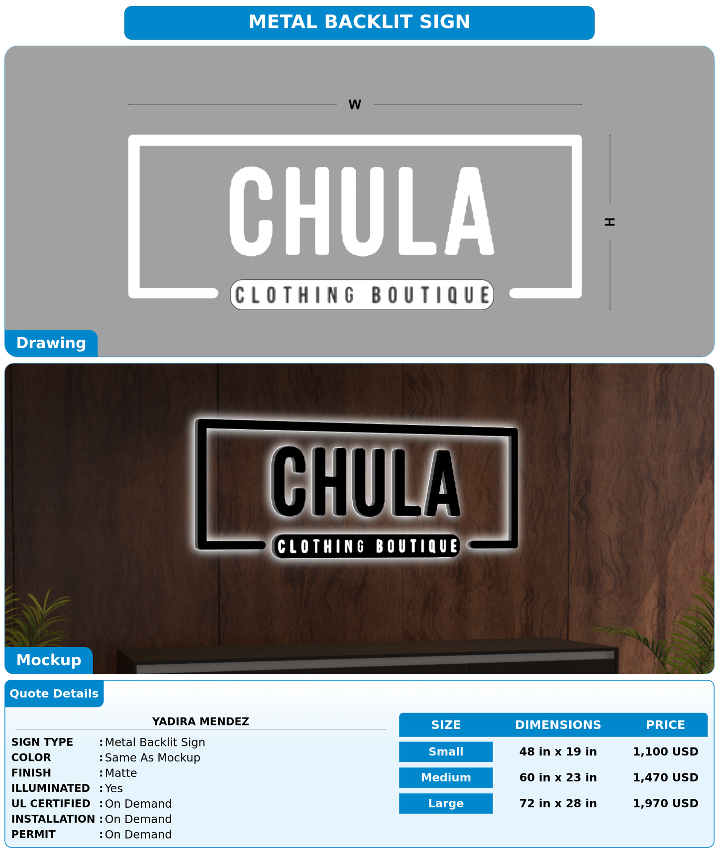 CUSTOM MOCKUP SIGN FOR Yadira Mendez