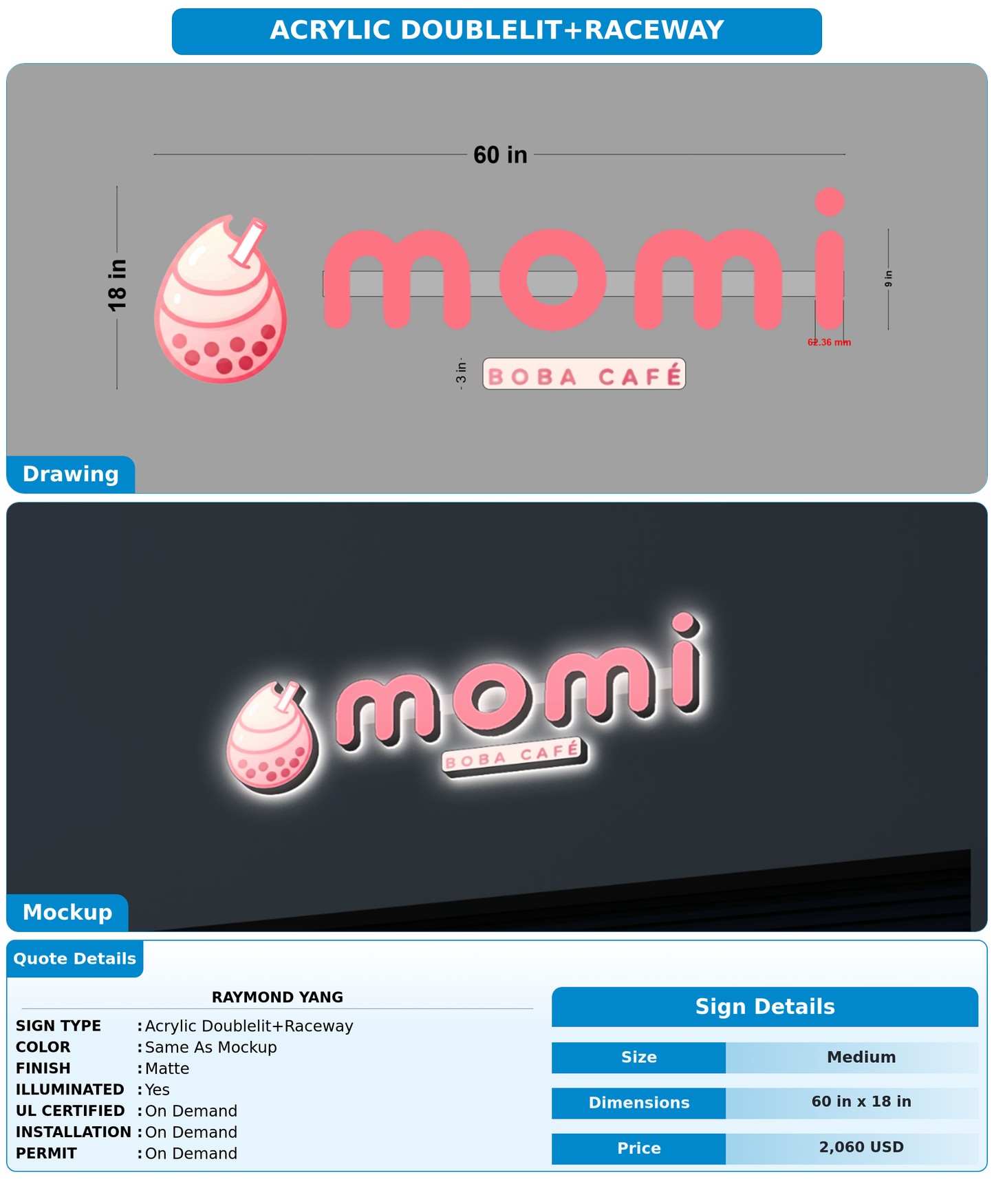 CUSTOM MOCKUP SIGN FOR Raymond Yang