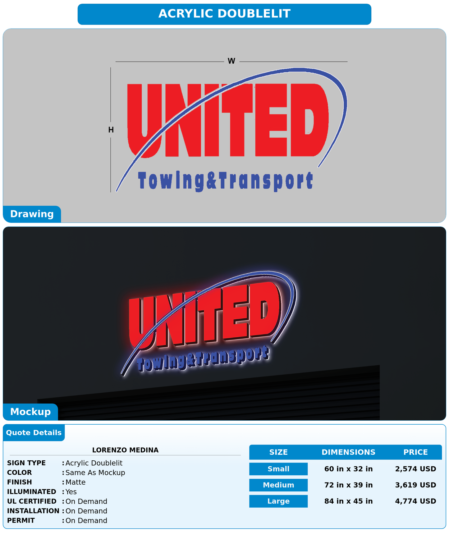 CUSTOM MOCKUP SIGN FOR Lorenzo Medina