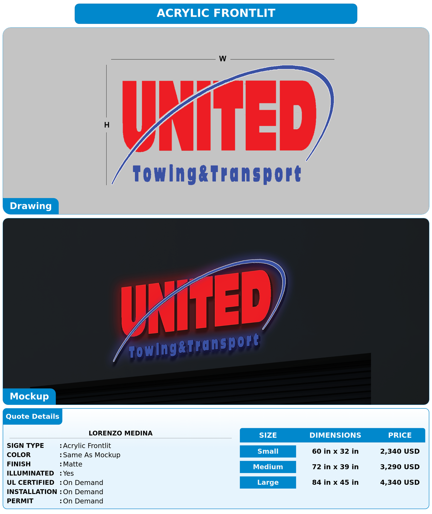 CUSTOM MOCKUP SIGN FOR Lorenzo Medina