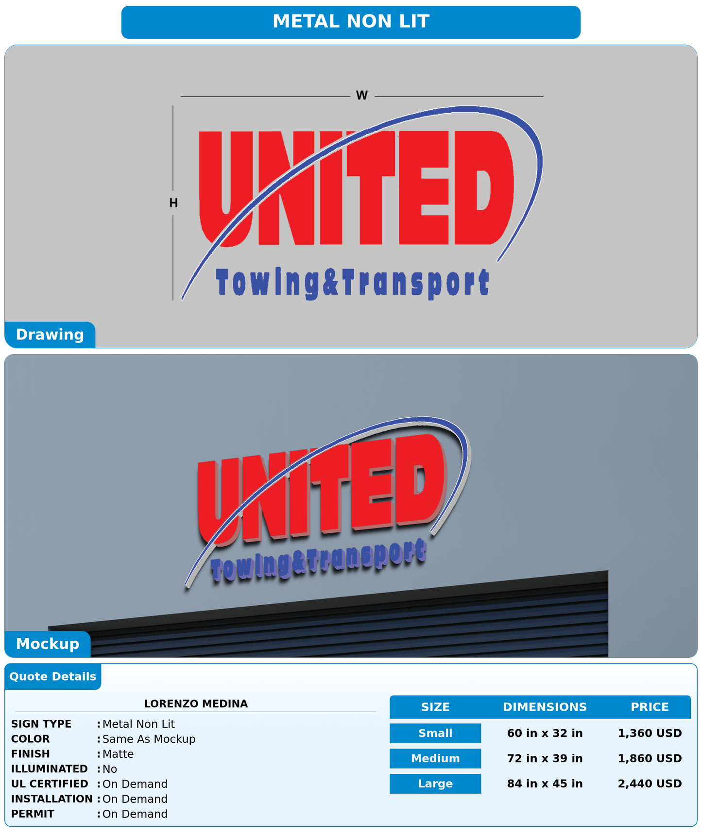 CUSTOM MOCKUP SIGN FOR Lorenzo Medina