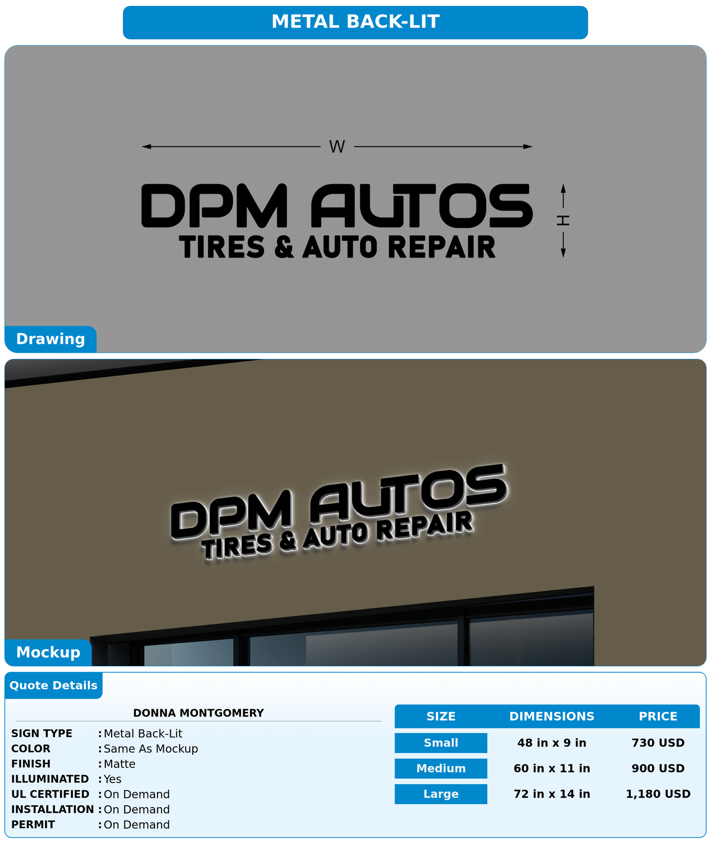 CUSTOM MOCKUP SIGN FOR Donna Montgomery
