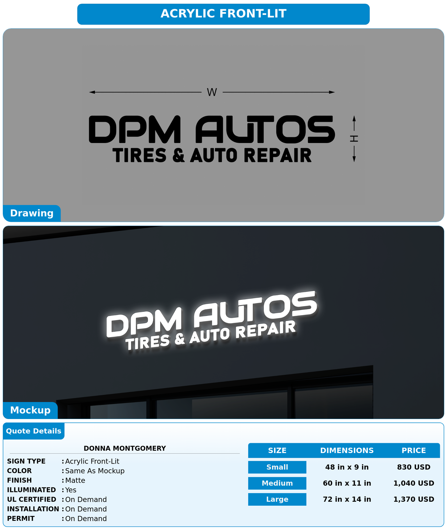 CUSTOM MOCKUP SIGN FOR Donna Montgomery