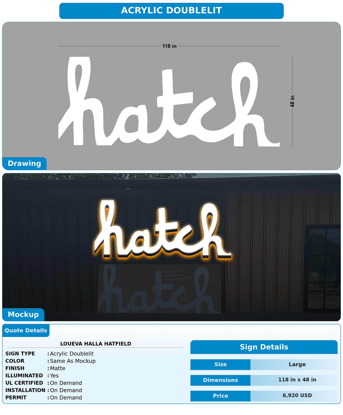 CUSTOM MOCKUP SIGN FOR Loueva Halla Hatfield